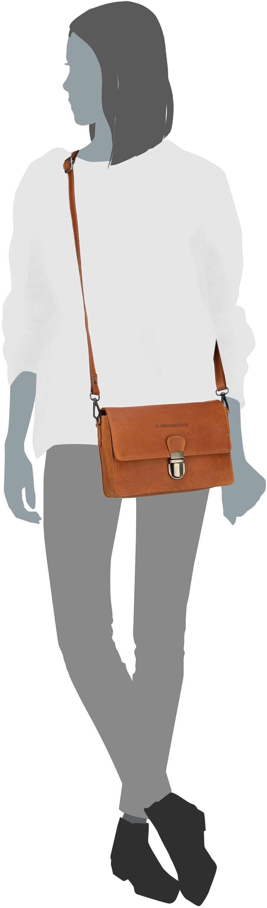 The Chesterfield Brand Lucca 1270 Cognac Crossbody Bag – Silhouettenansicht