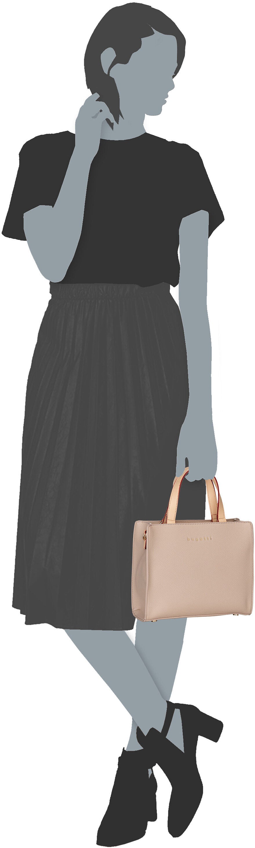 Bugatti Ella Mini 6643 Olive Henkeltasche – Silhouettenansicht