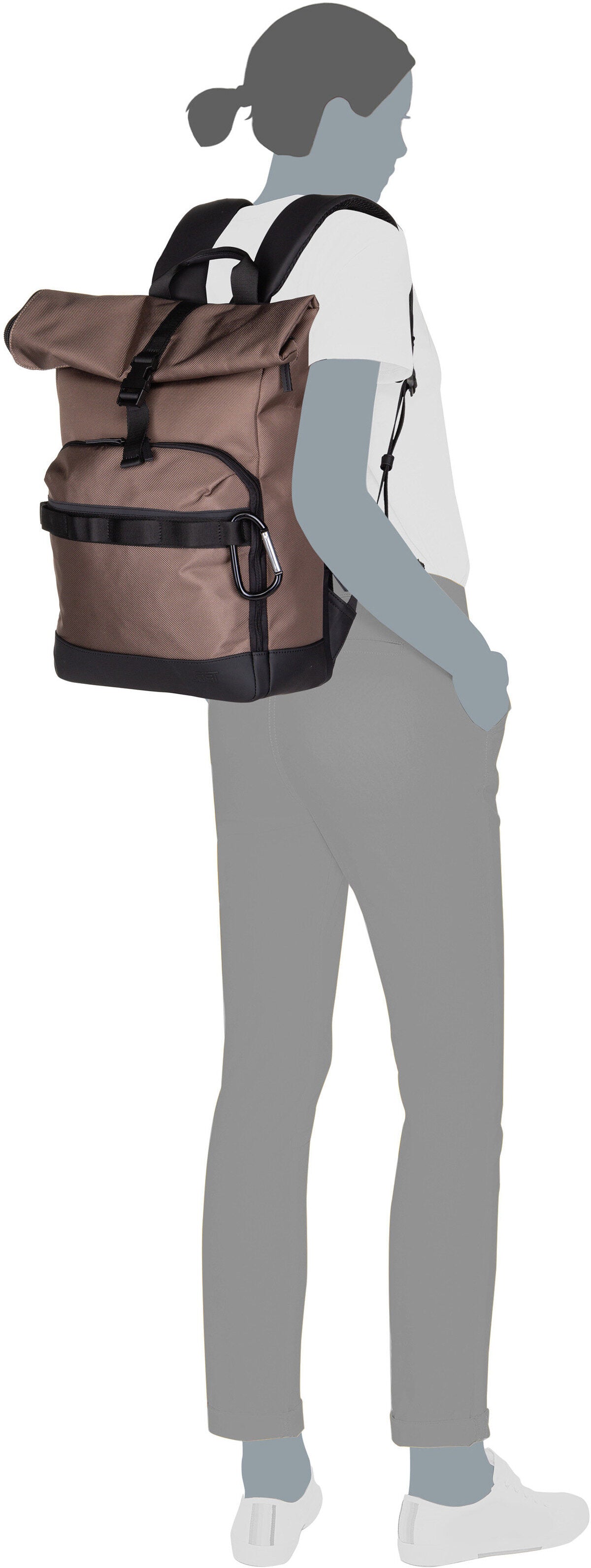 Jost Balling Kurier 4015 Schwarz Rolltop Rucksack – Silhouettenansicht