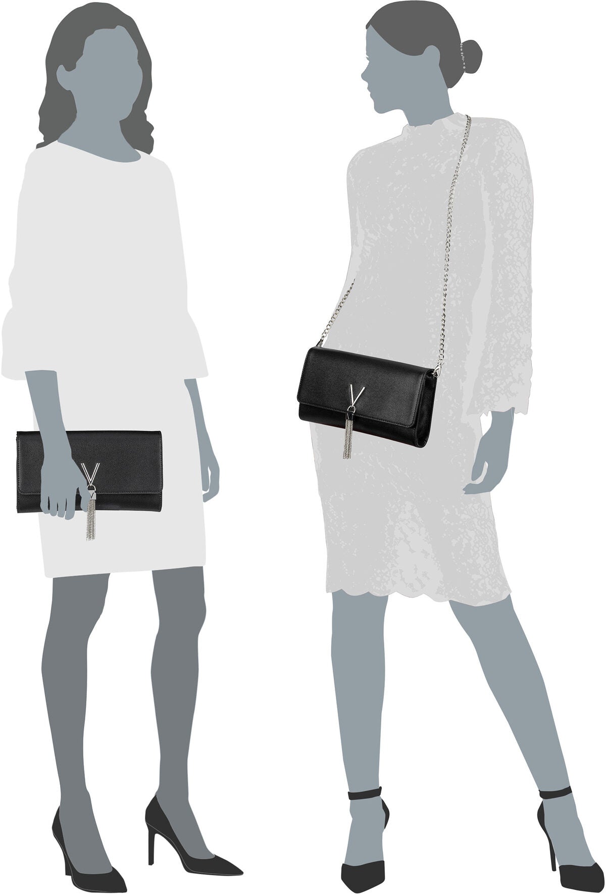 Valentino Divina 401G Nero Clutch – Silhouettenansicht