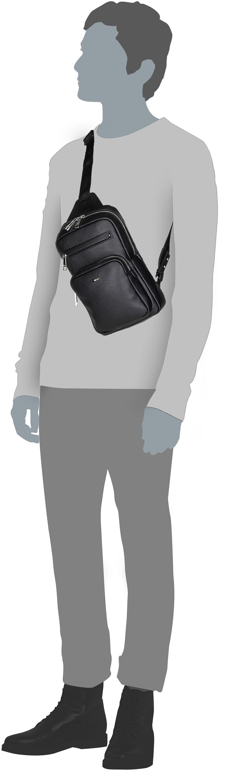 BOSS Ray Monostrap 50523410 Black Sling Bag – Silhouettenansicht