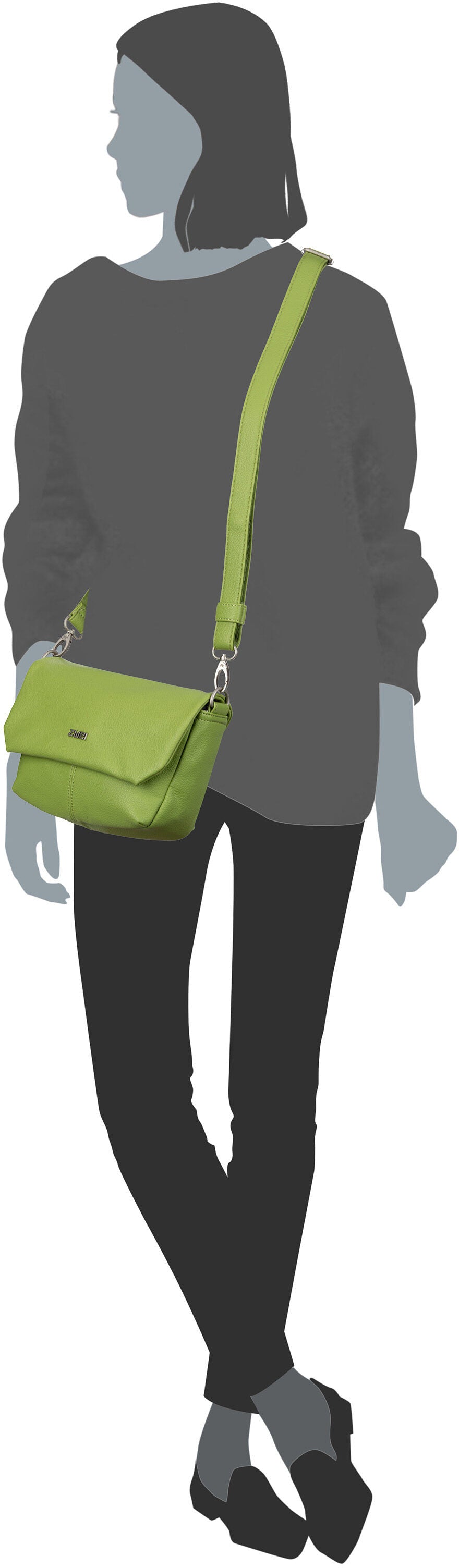 zwei Mademoiselle M40 Nubuk/Black Crossbody Bag – Silhouettenansicht