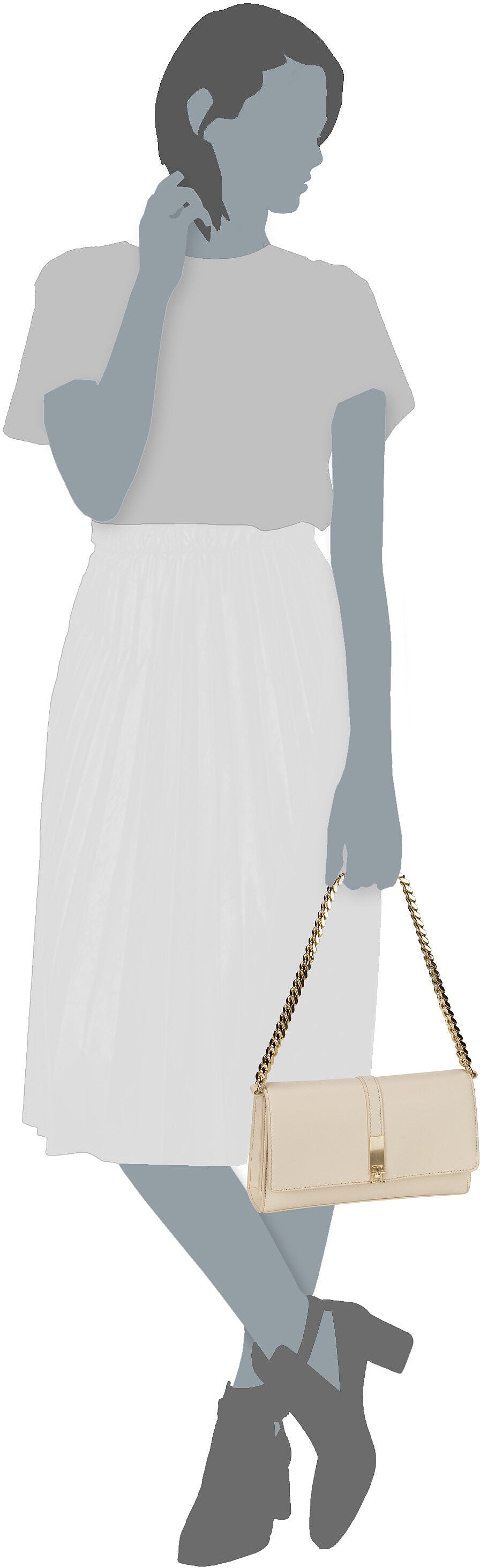 Tommy Hilfiger TH Heritage Conv Chain 17223 SP25 Sugarcane Abendtasche – Silhouettenansicht