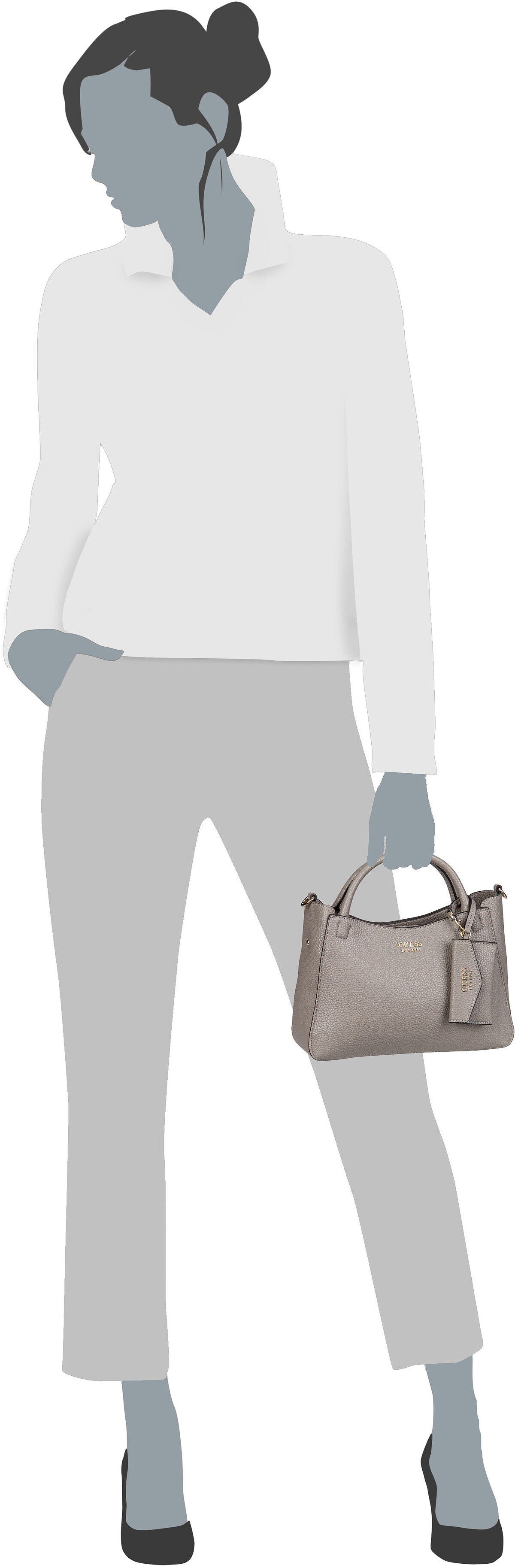 Guess Brenton Small Girlfriend 48050 Bone Henkeltasche – Silhouettenansicht