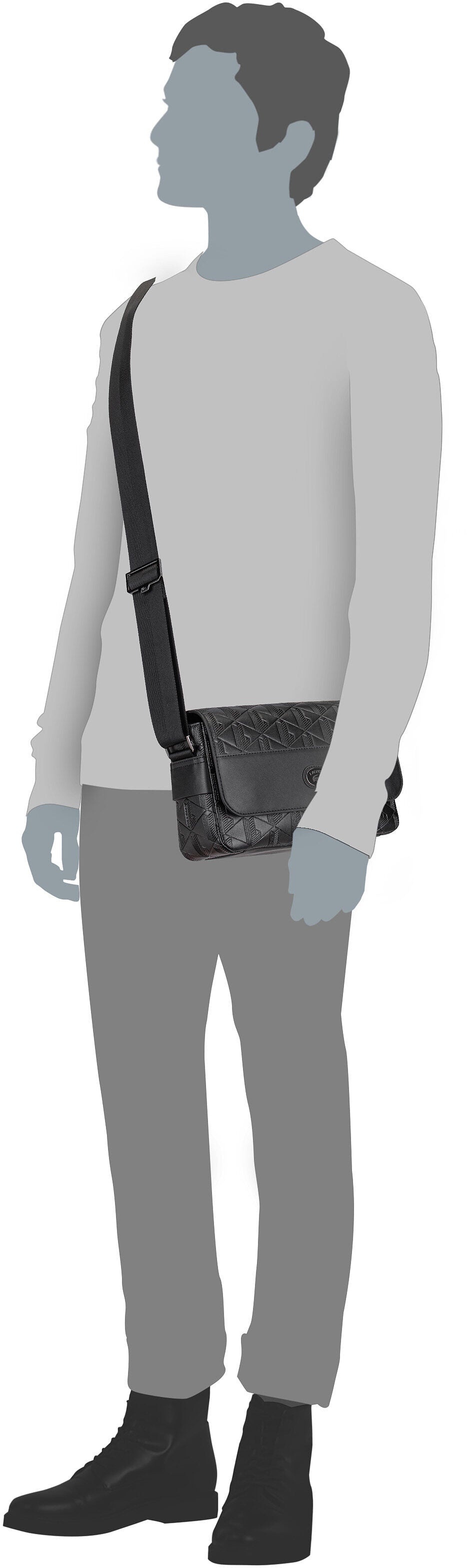 Lacoste Nomogramme Embossed NU4838MR Noir Crossbody Bag – Silhouettenansicht