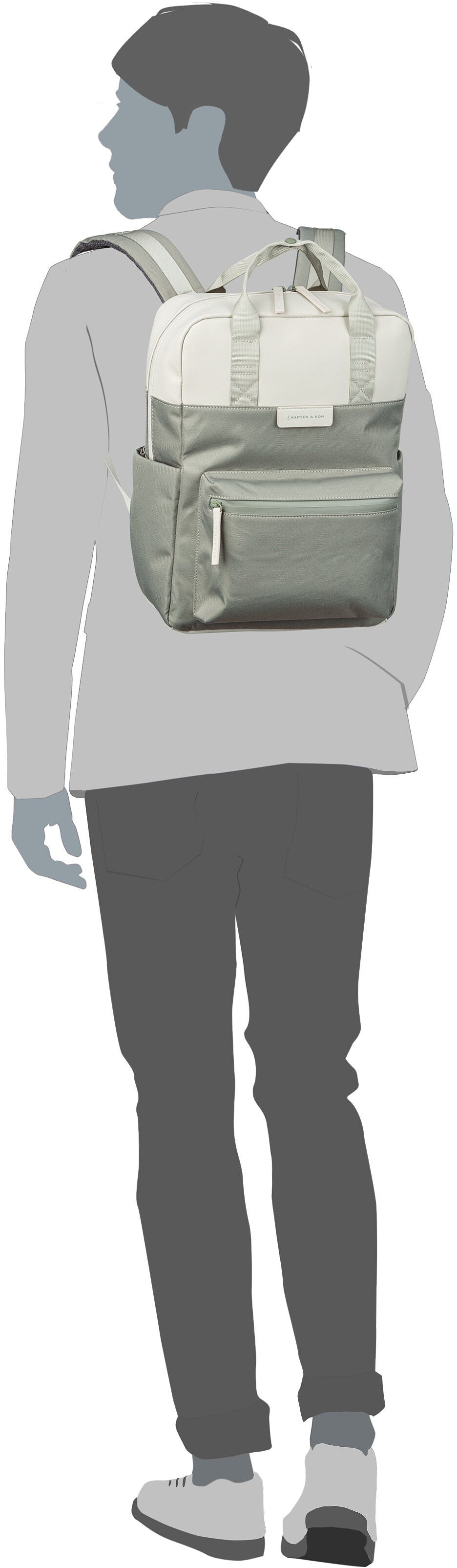 Kapten & Son Bergen Pro Diaper BP Muted Sage Rucksack – Silhouettenansicht
