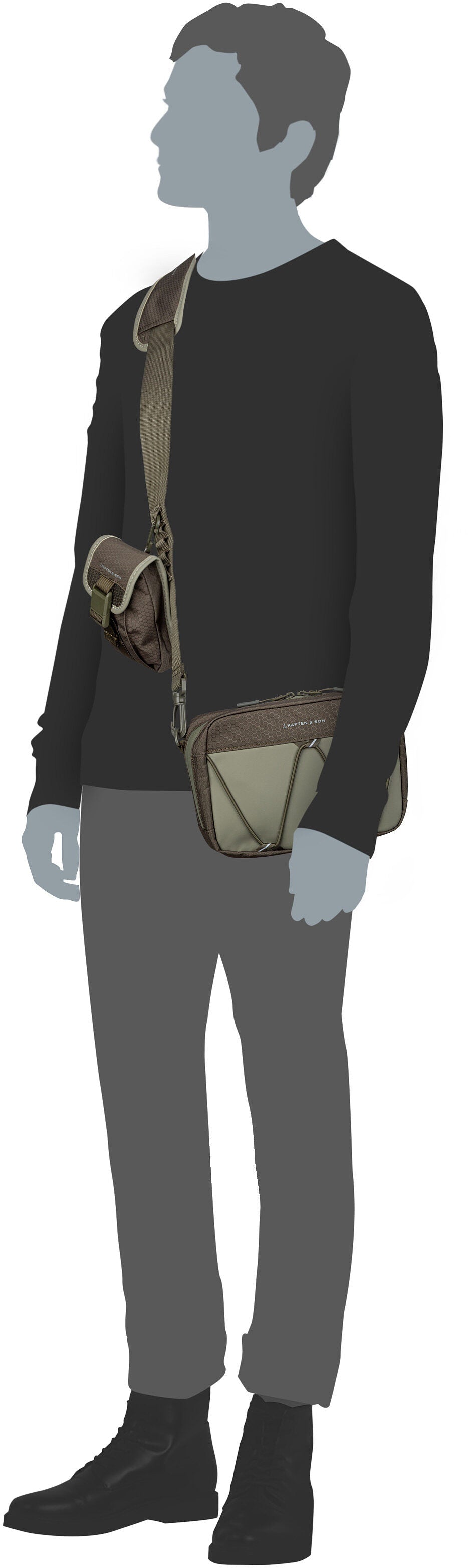 Kapten & Son Banff Chestbag Stone Grey Crossbody Bag – Silhouettenansicht