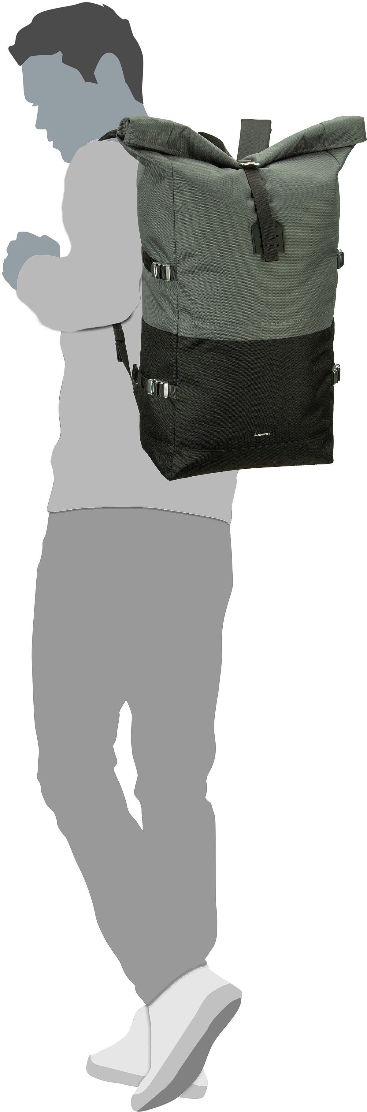 Sandqvist Icon BP L Navy Rolltop Rucksack – Silhouettenansicht