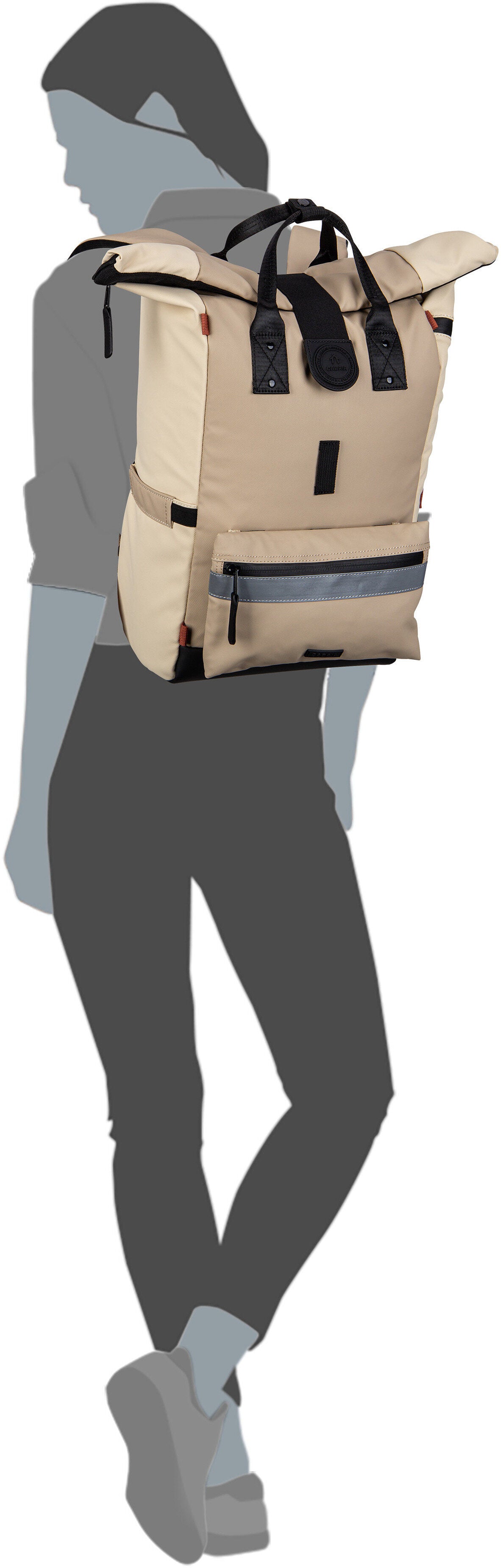 Cabaia Explorer Recycled Oxford Medium Manarola Rolltop Rucksack – Silhouettenansicht
