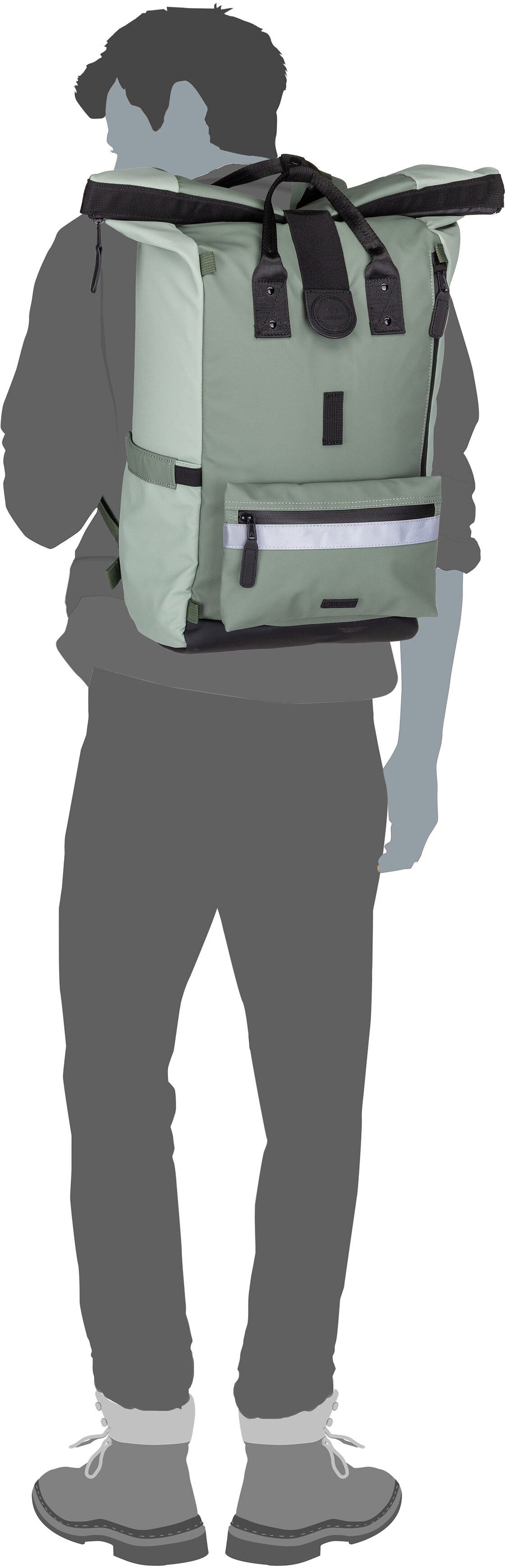 Cabaia Explorer Recycled Oxford Large Cap Brenton Rolltop Rucksack – Silhouettenansicht
