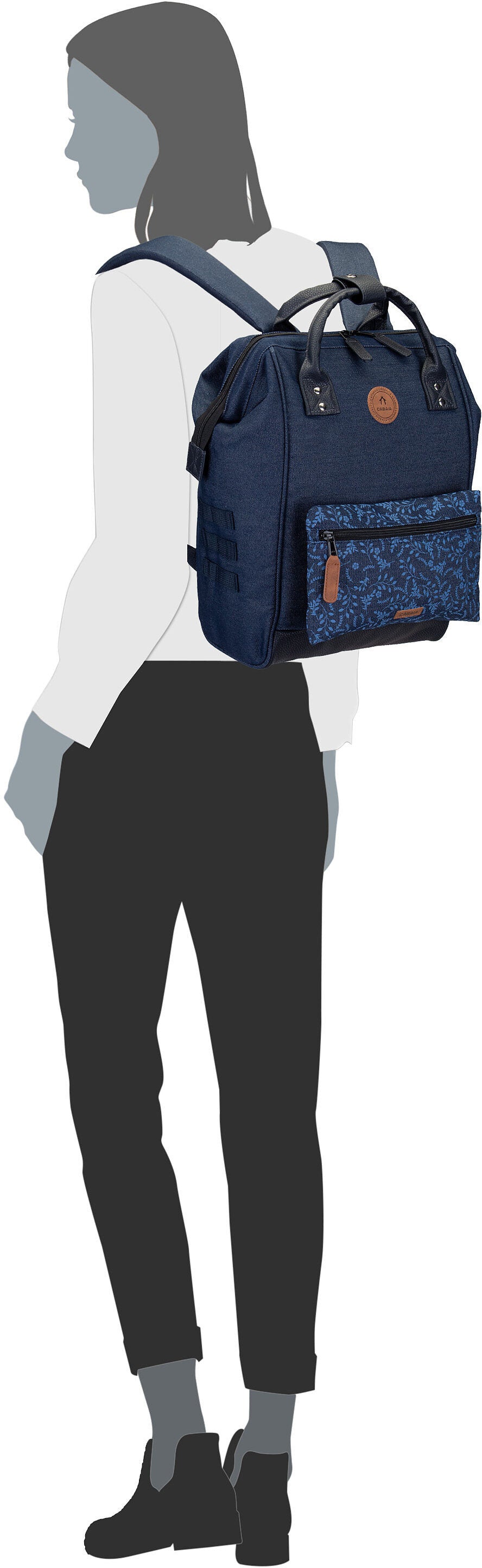 Cabaia Adventurer Recycled Denim Medium Ibiza Rucksack – Silhouettenansicht