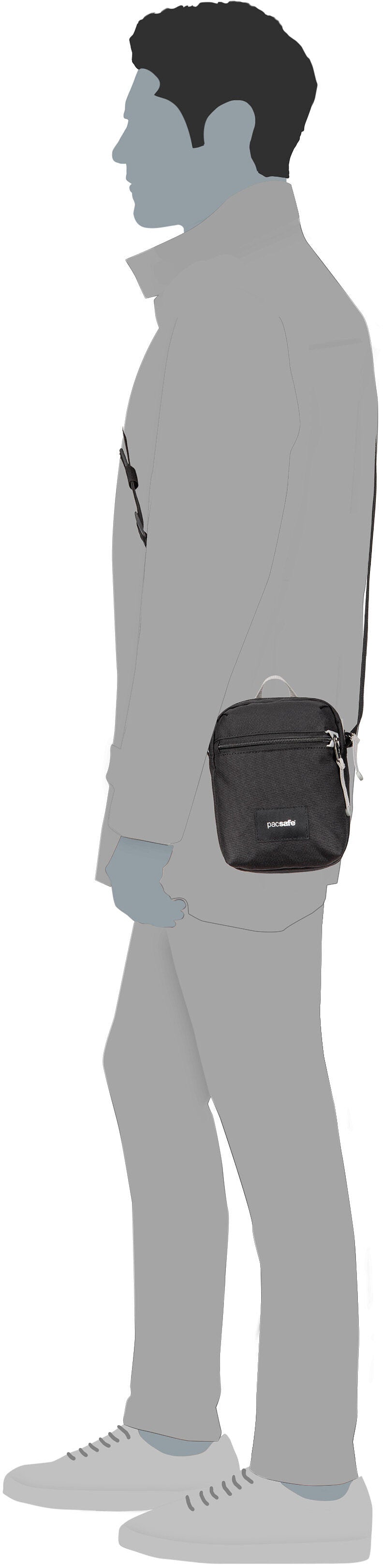 Pacsafe Go Micro Coastal Blue Crossbody Bag – Silhouettenansicht