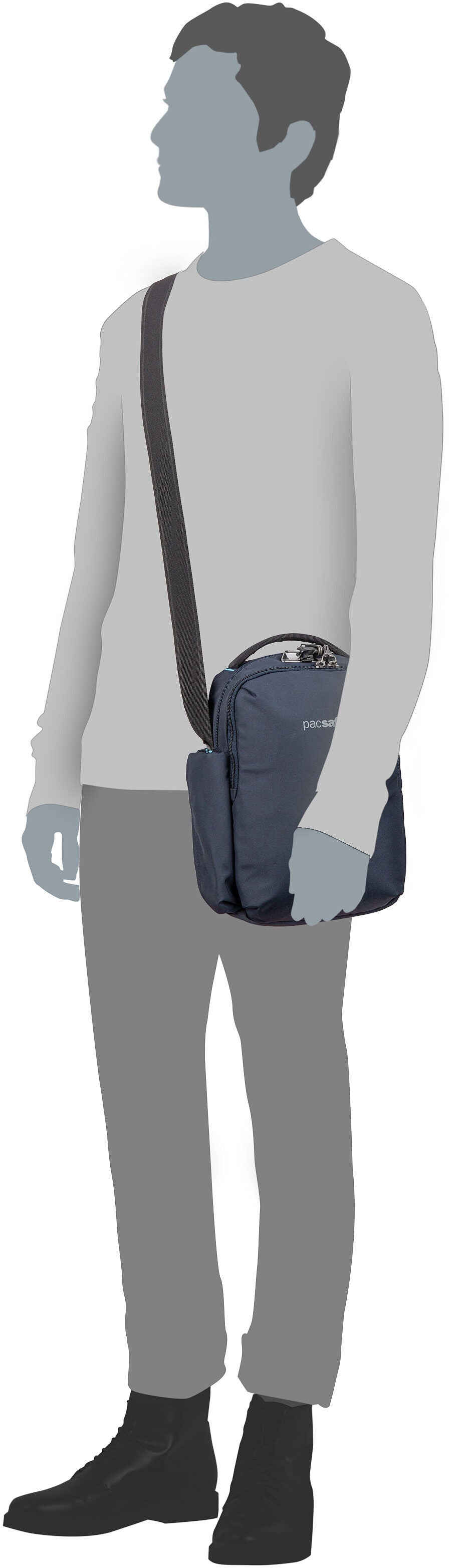 Pacsafe V Tour CB Jet Black Crossbody Bag – Silhouettenansicht