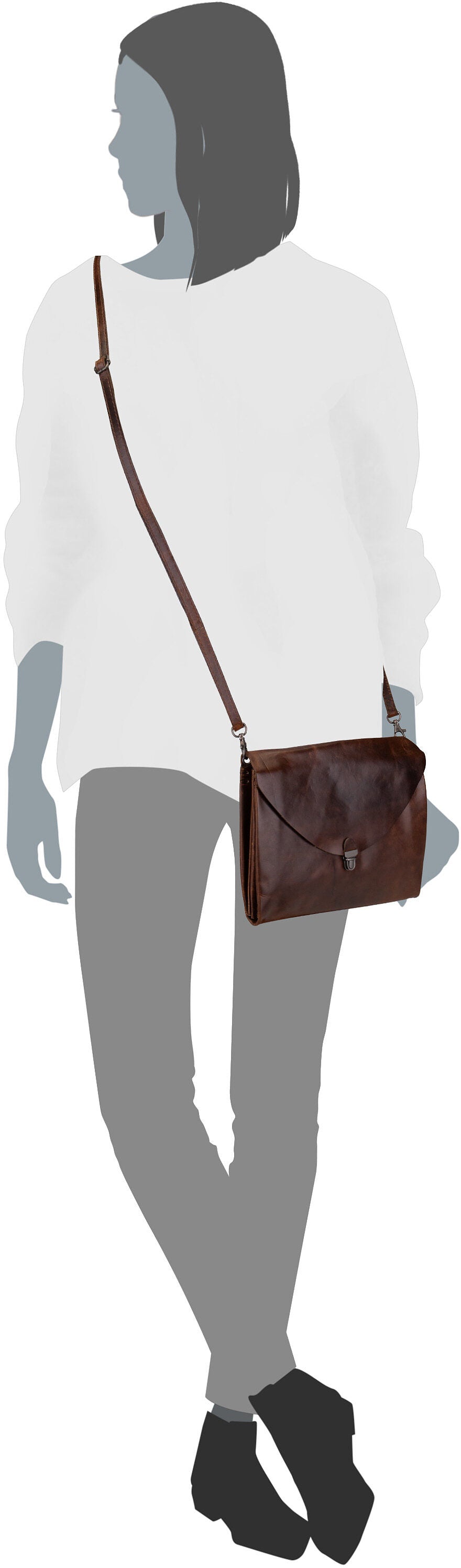 Harold's Fold Handbag Clutch L FO3 Schwarz Crossbody Bag – Silhouettenansicht