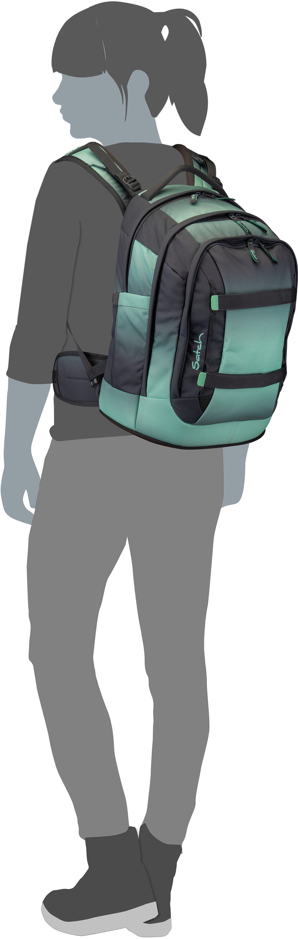 satch satch Pack Seismic Blue Schulranzen – Silhouettenansicht