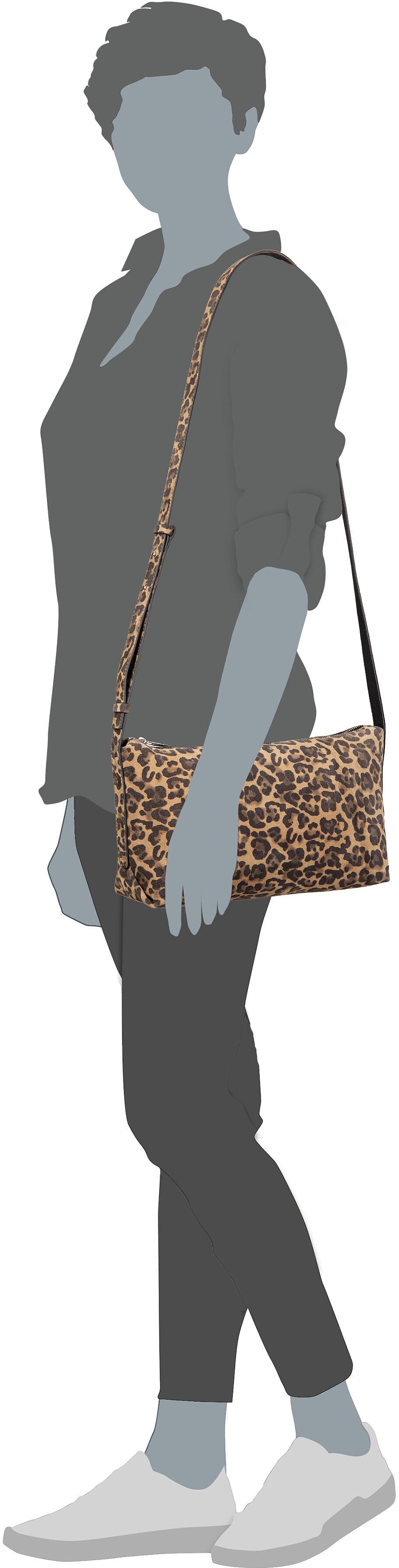 Liebeskind Berlin Elvira CB M Leo Suede Beige Crossbody Bag – Silhouettenansicht