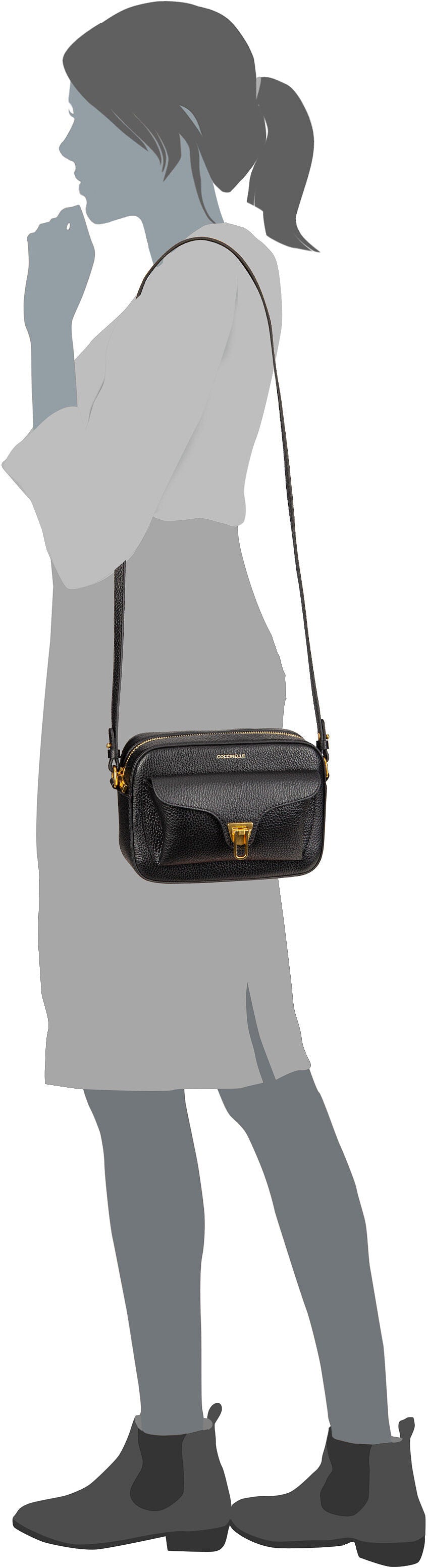 Coccinelle Coccinelle Beat Soft 1502 Noir Crossbody Bag – Silhouettenansicht