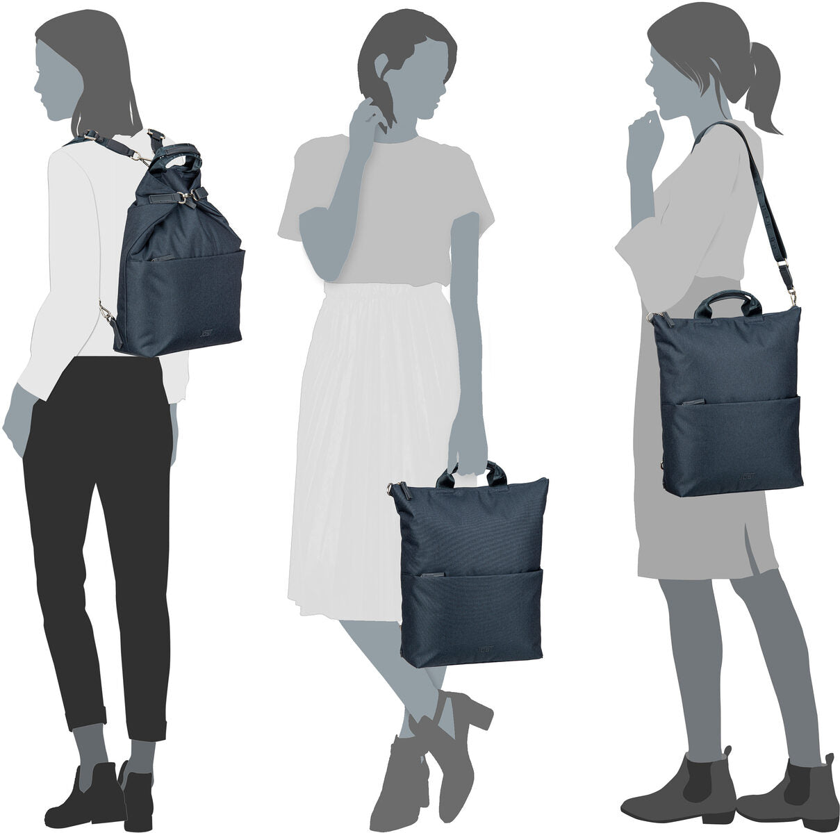 Jost Bergen 1608 Hellgrau Rucksack – Silhouettenansicht