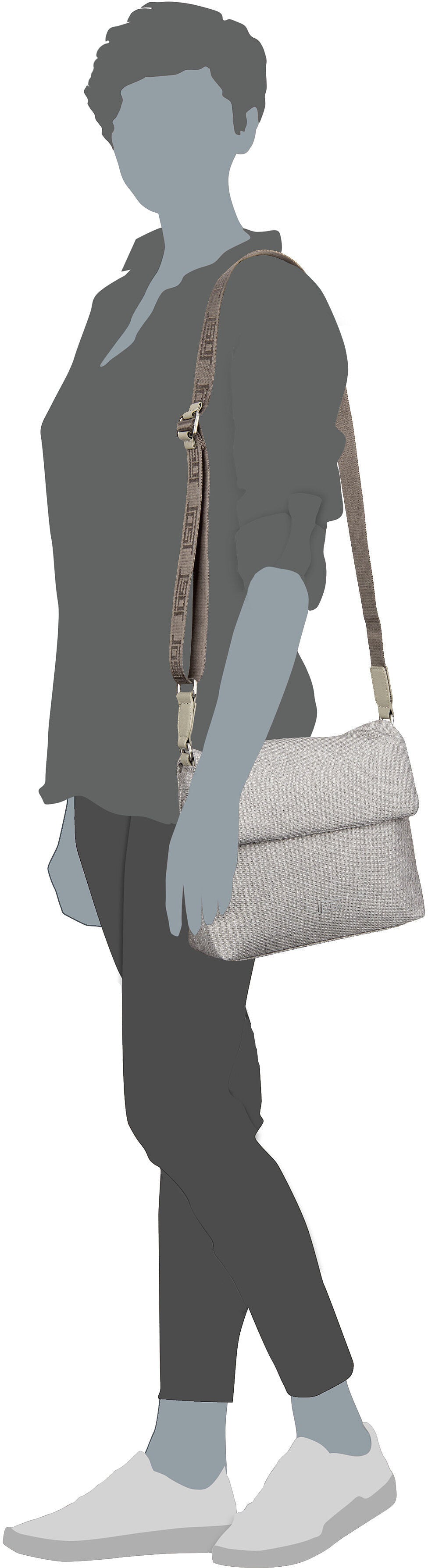 Jost Bergen 1603 Taupe Crossbody Bag – Silhouettenansicht