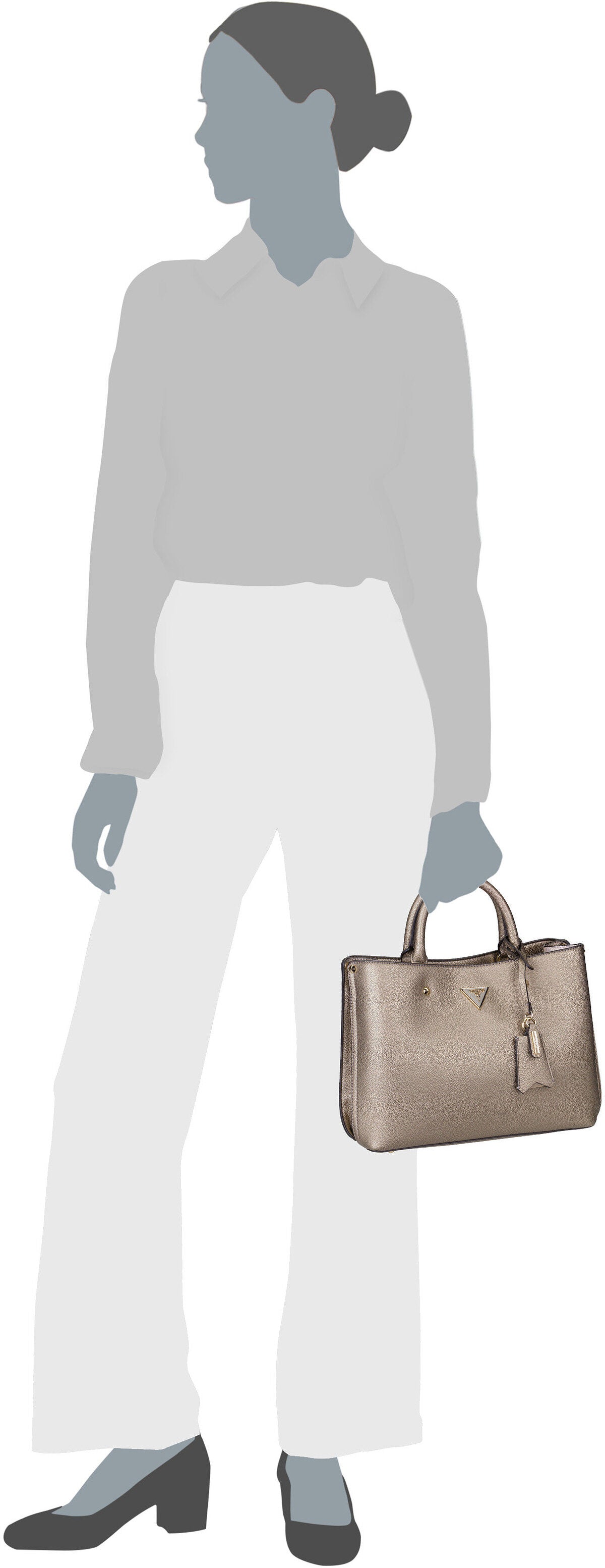 Guess Meridian II Girlfriend SAT 74060 Dark Taupe Satchel – Silhouettenansicht