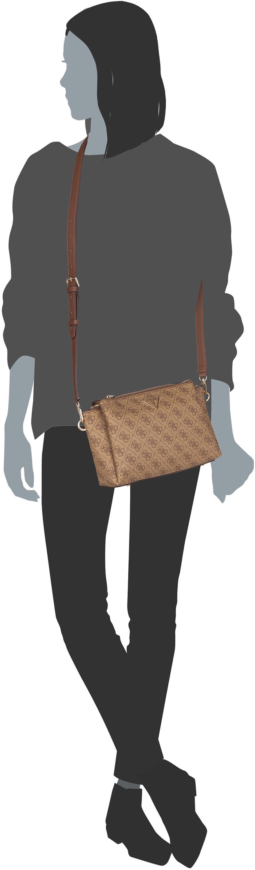 Guess Noelle II Tri Comp CB 72120 Logo Latte/Brown Crossbody Bag – Silhouettenansicht