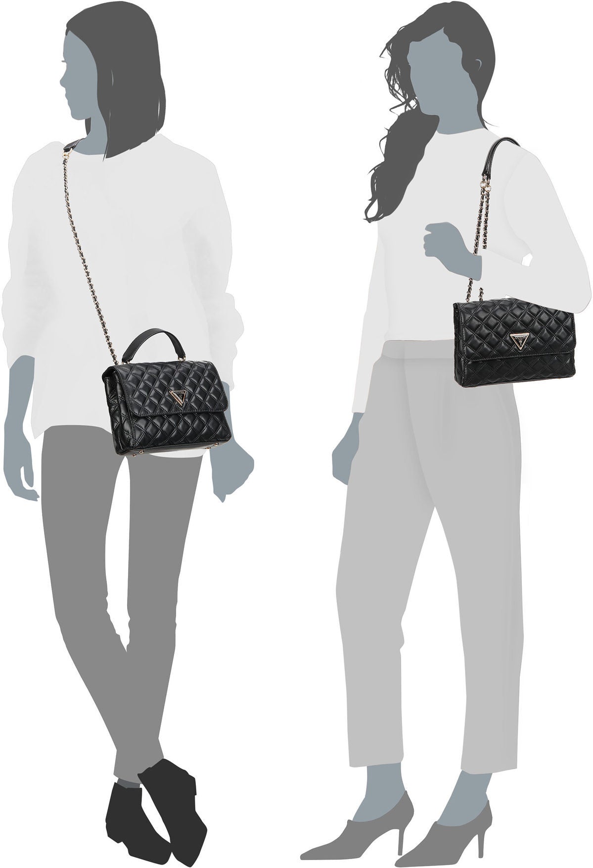 Guess Giully II 2 Comp Conv Flap 73200 Black Abendtasche – Silhouettenansicht