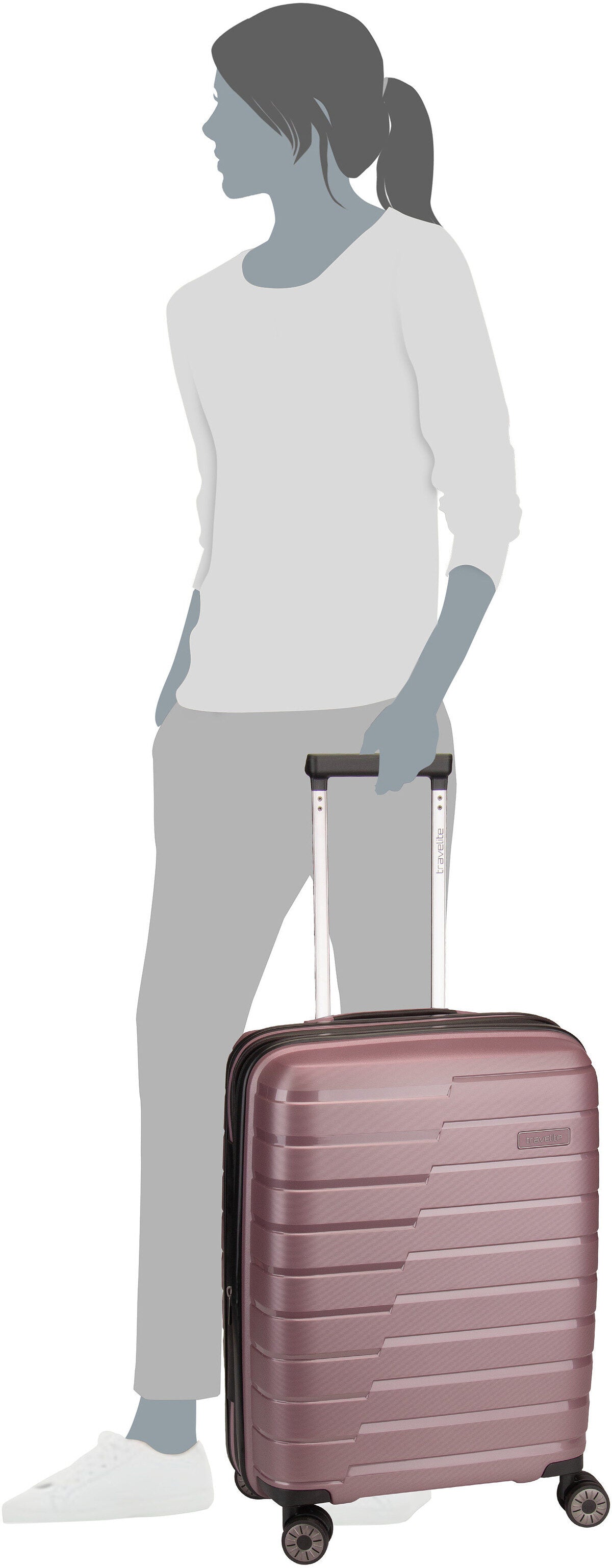 travelite Air Base 4-Rad Trolley S Exp Flieder Koffer – Silhouettenansicht
