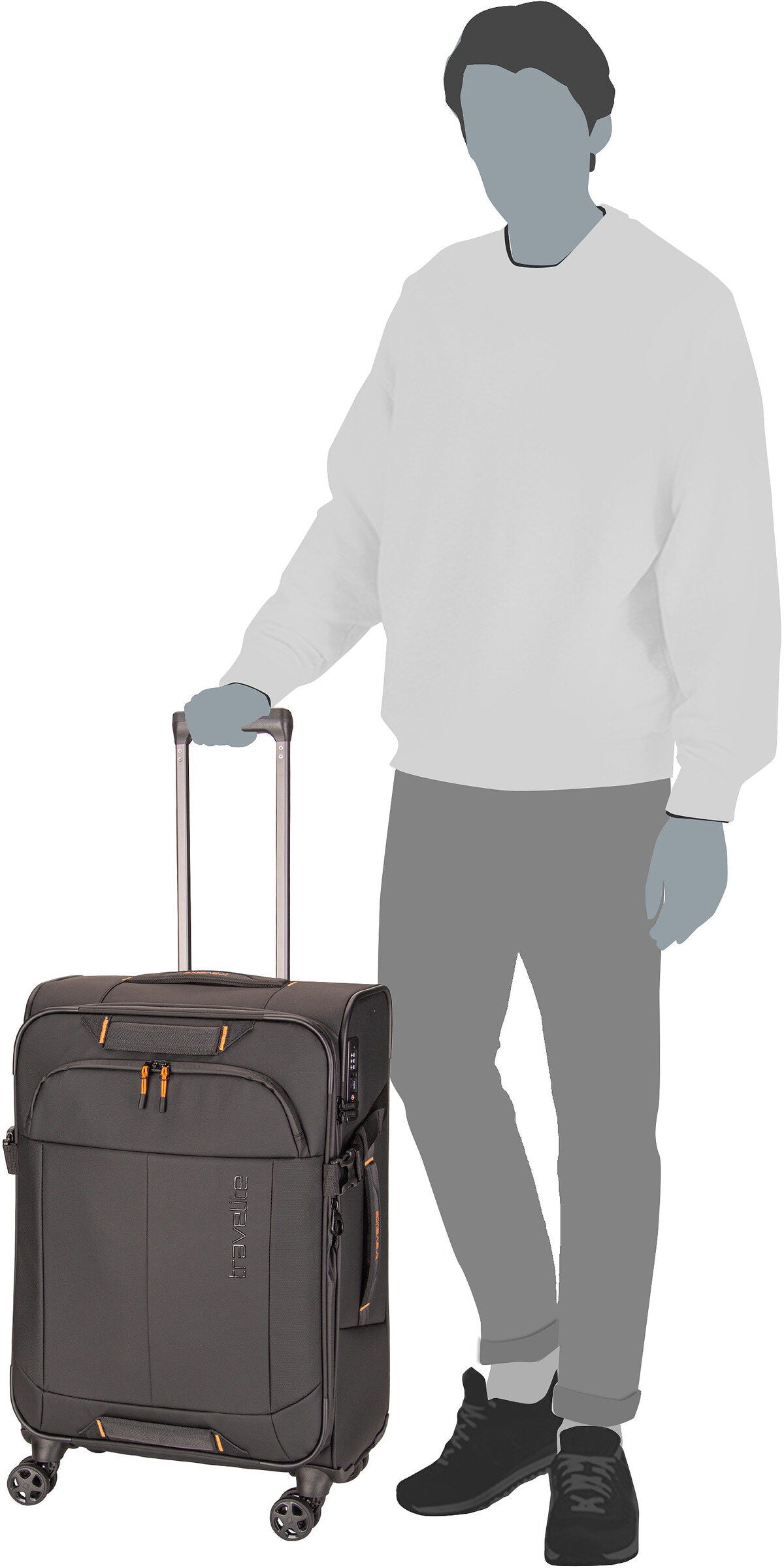 travelite Briize 4W Trolley M Exp Black Koffer – Silhouettenansicht