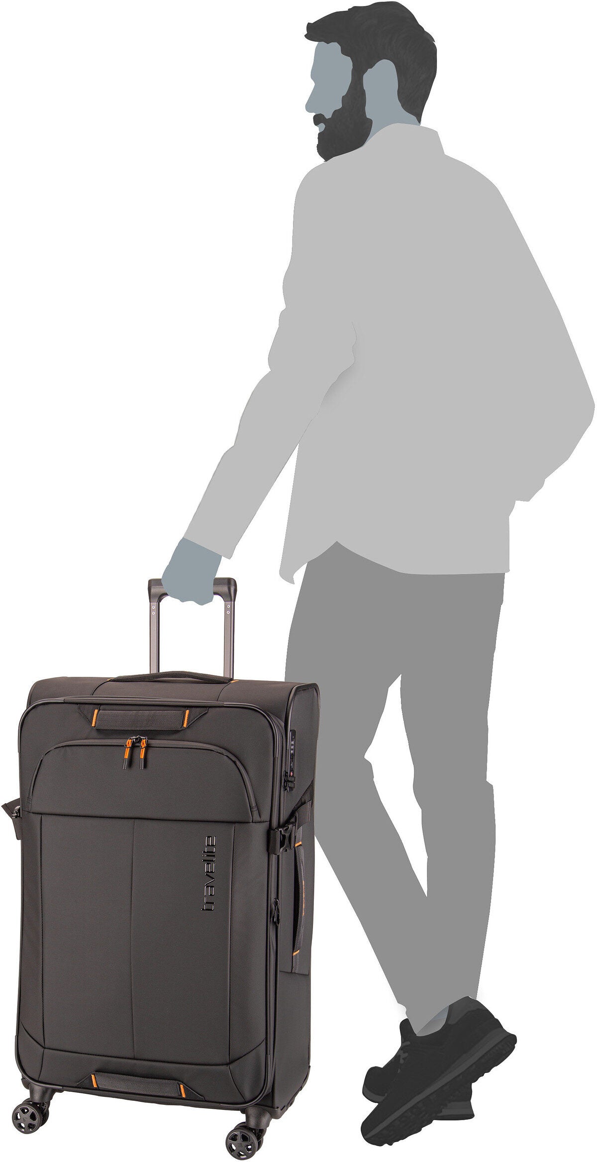travelite Briize 4W Trolley L Exp Curry Koffer – Silhouettenansicht