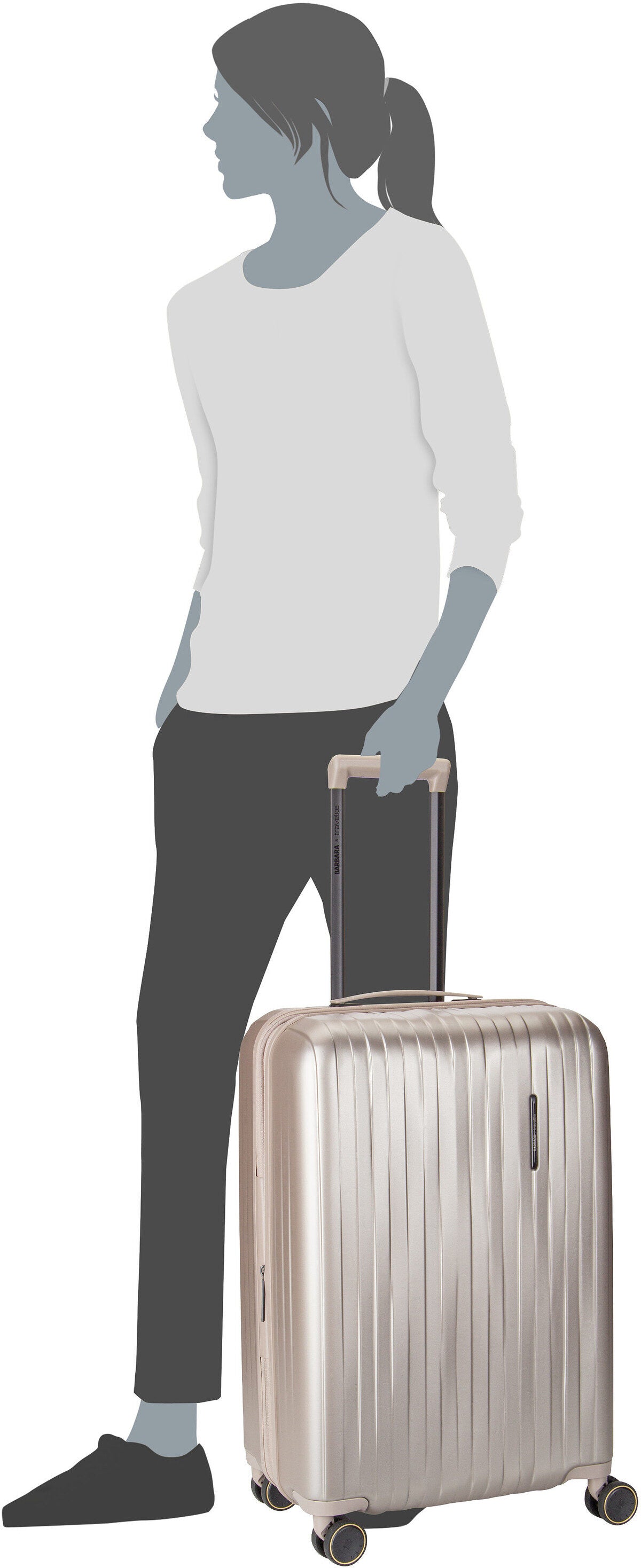 travelite Barbara Novelty 4W Trolley M Satin Nude Koffer – Silhouettenansicht