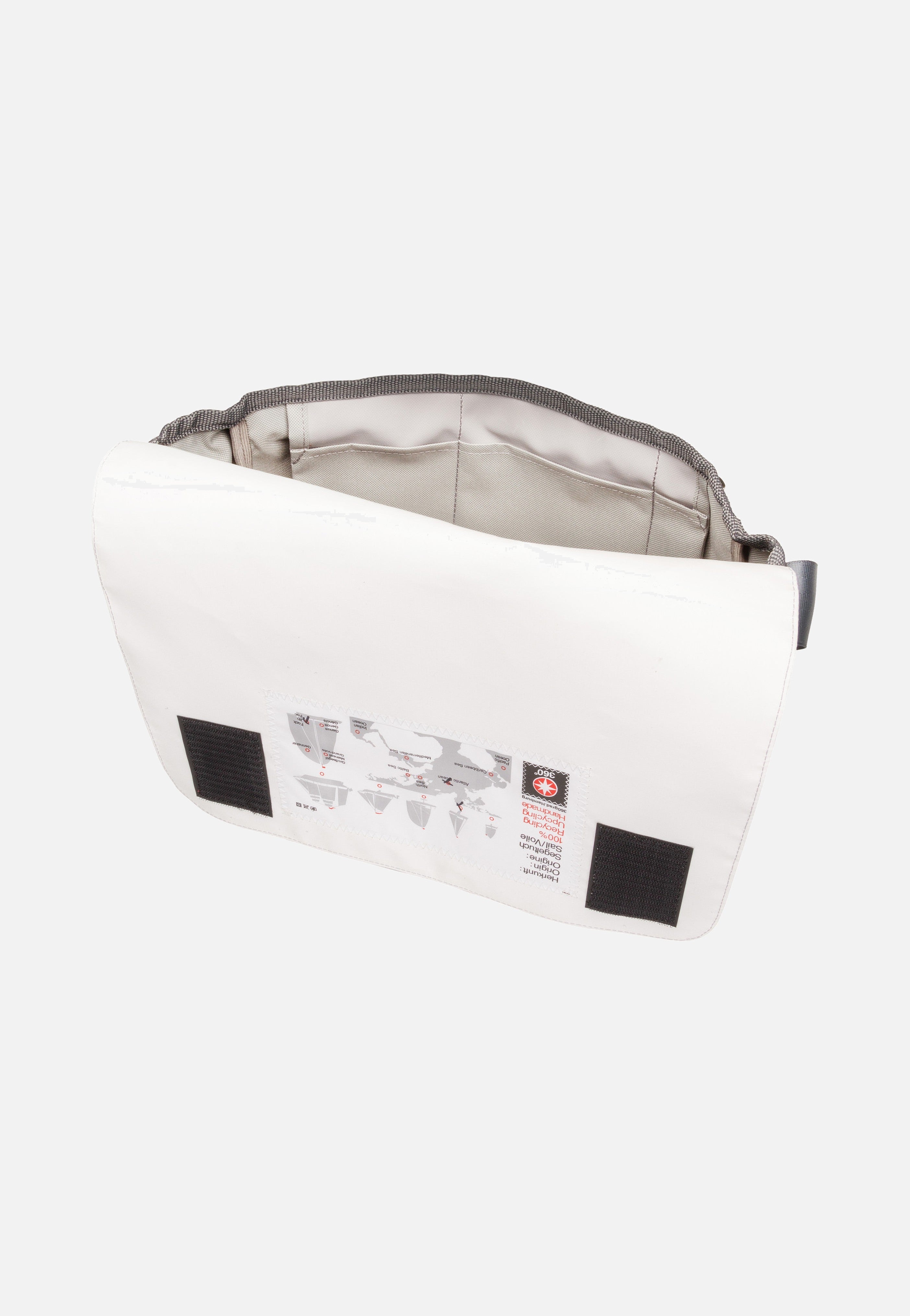 360Grad - Barkasse Mini Weiß/Balken Hellgrau/Segelboot - Messenger Bag | Neutral-Image