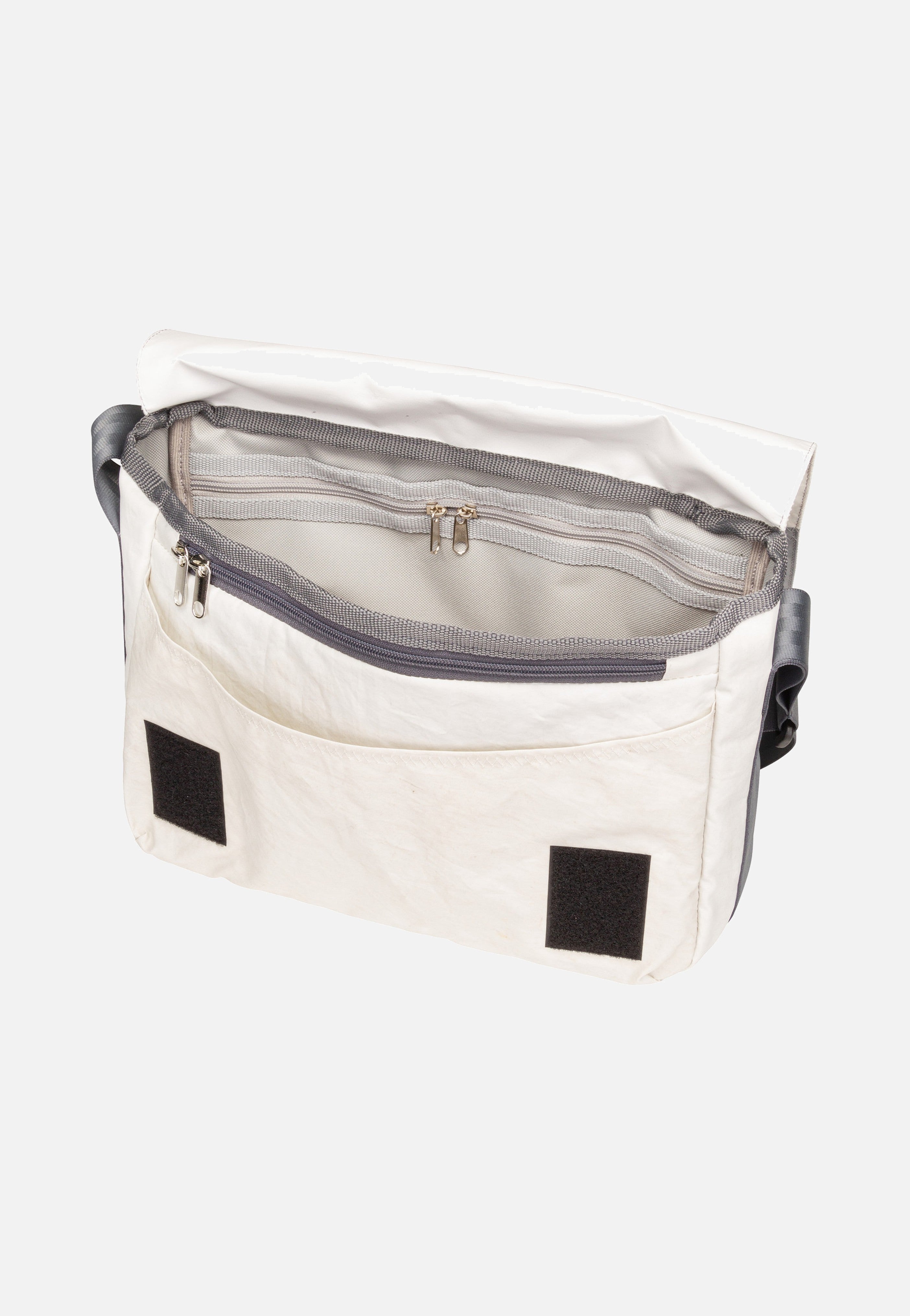 360Grad - Barkasse Mini Weiß/Balken Hellgrau/Segelboot - Messenger Bag | Neutral-Image