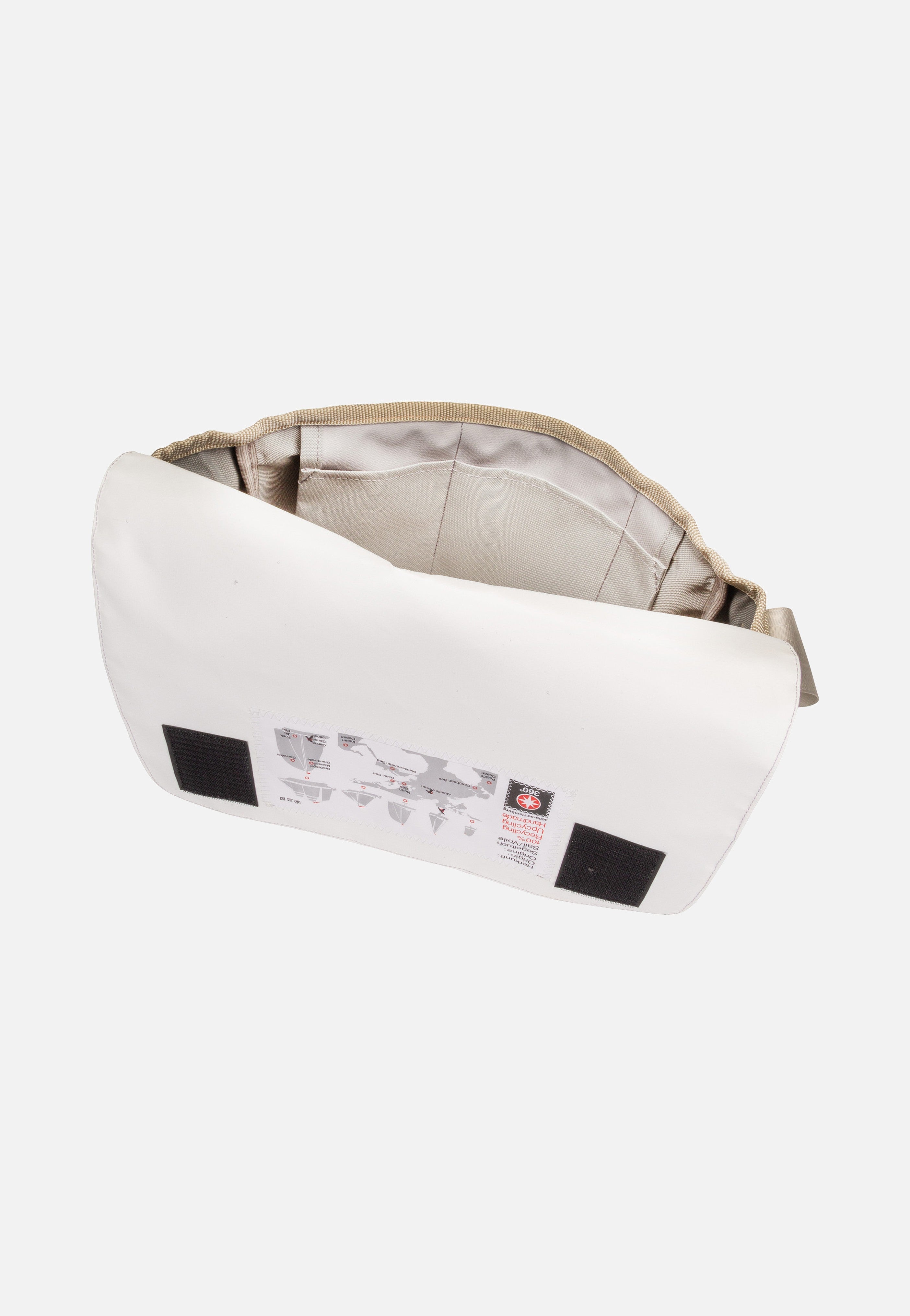 360Grad - Barkasse Mini Weiß/Balken Taupe/Zahl Grau - Messenger Bag | Neutral-Image