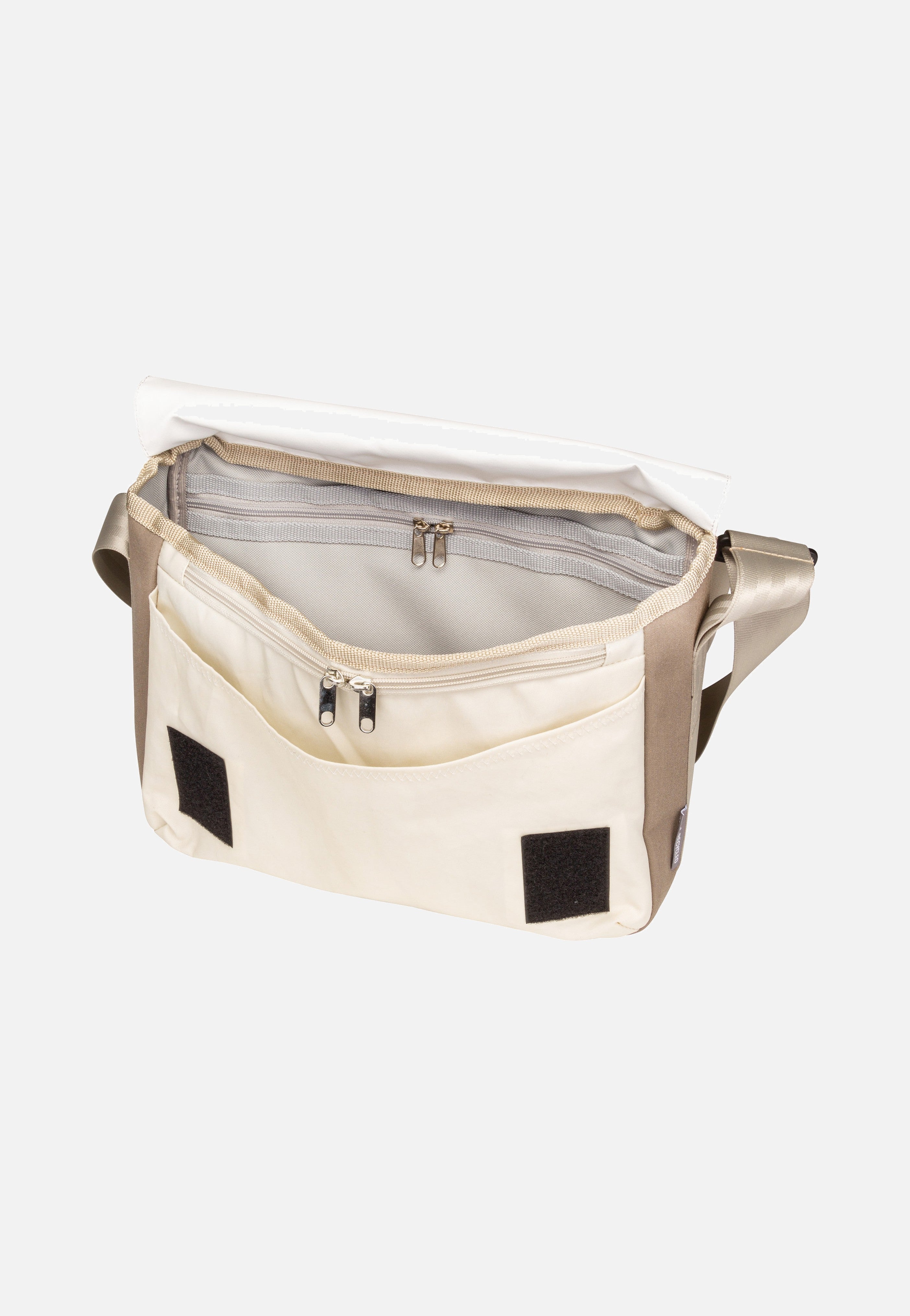 360Grad - Barkasse Mini Weiß/Balken Taupe/Zahl Grau - Messenger Bag | Neutral-Image