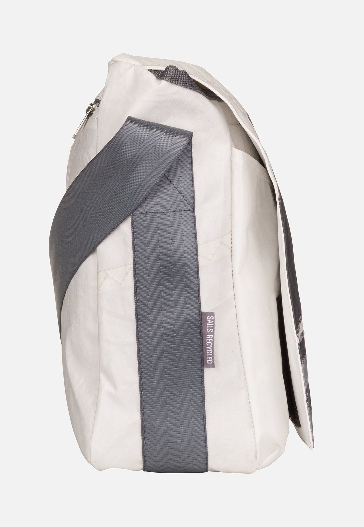 360Grad Barkasse Weiß/Balken Hellgrau/Segelboot Messenger Bag