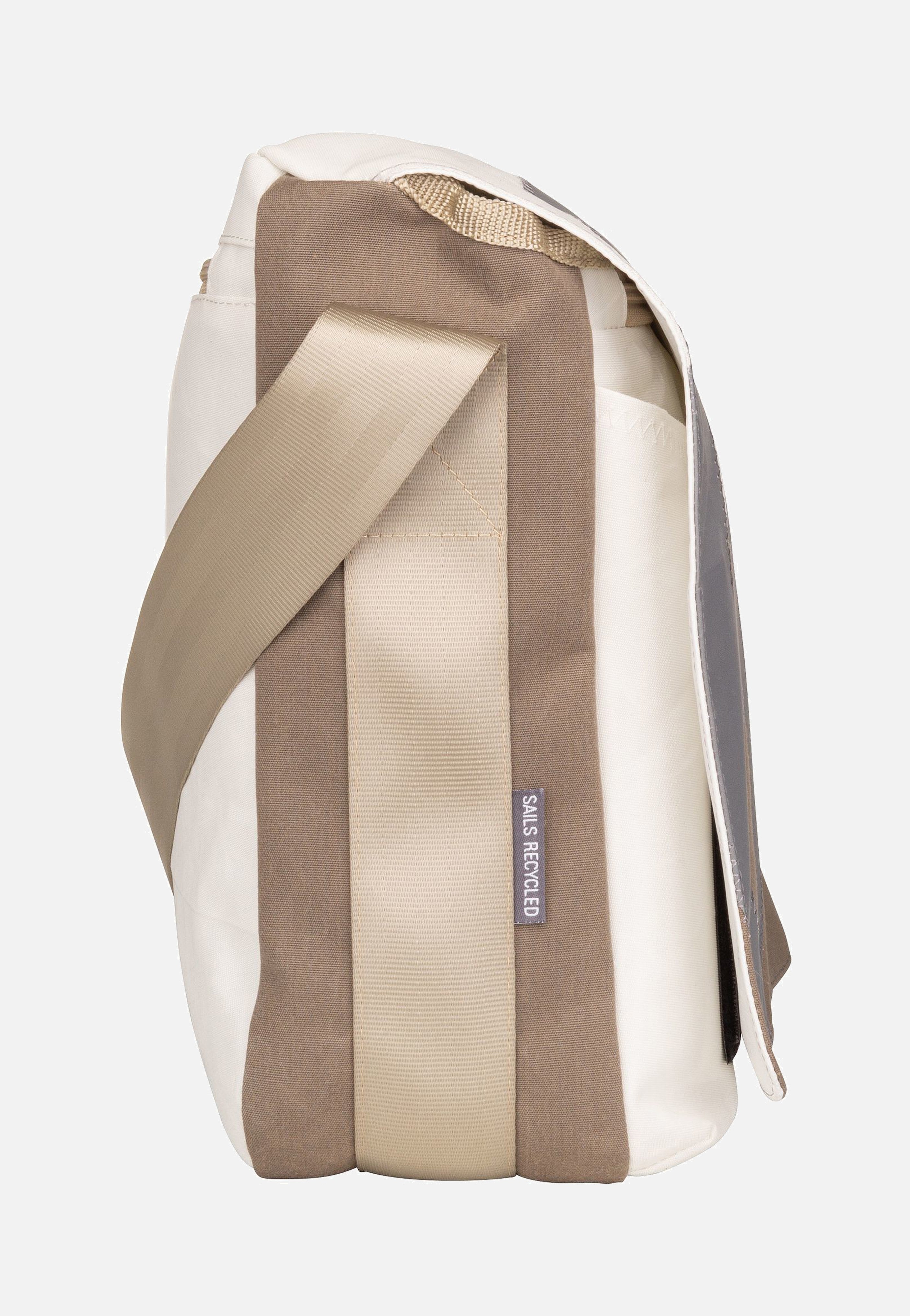 360Grad Barkasse Weiß/Balken Taupe Messenger Bag