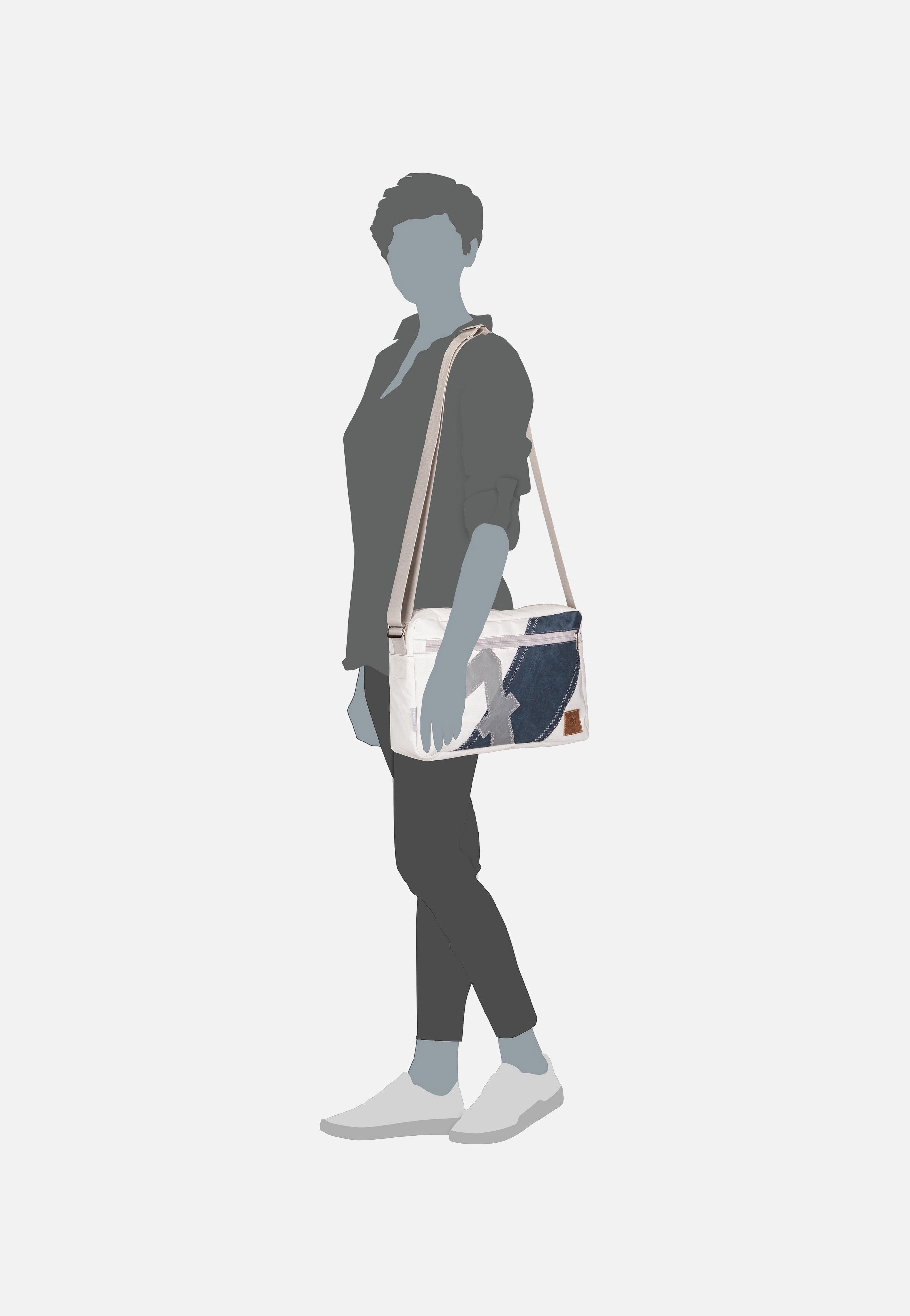 360Grad - Fender L Weiß/Streifen Blau/Zahl Grau - Crossbody Bag | Neutral-Image