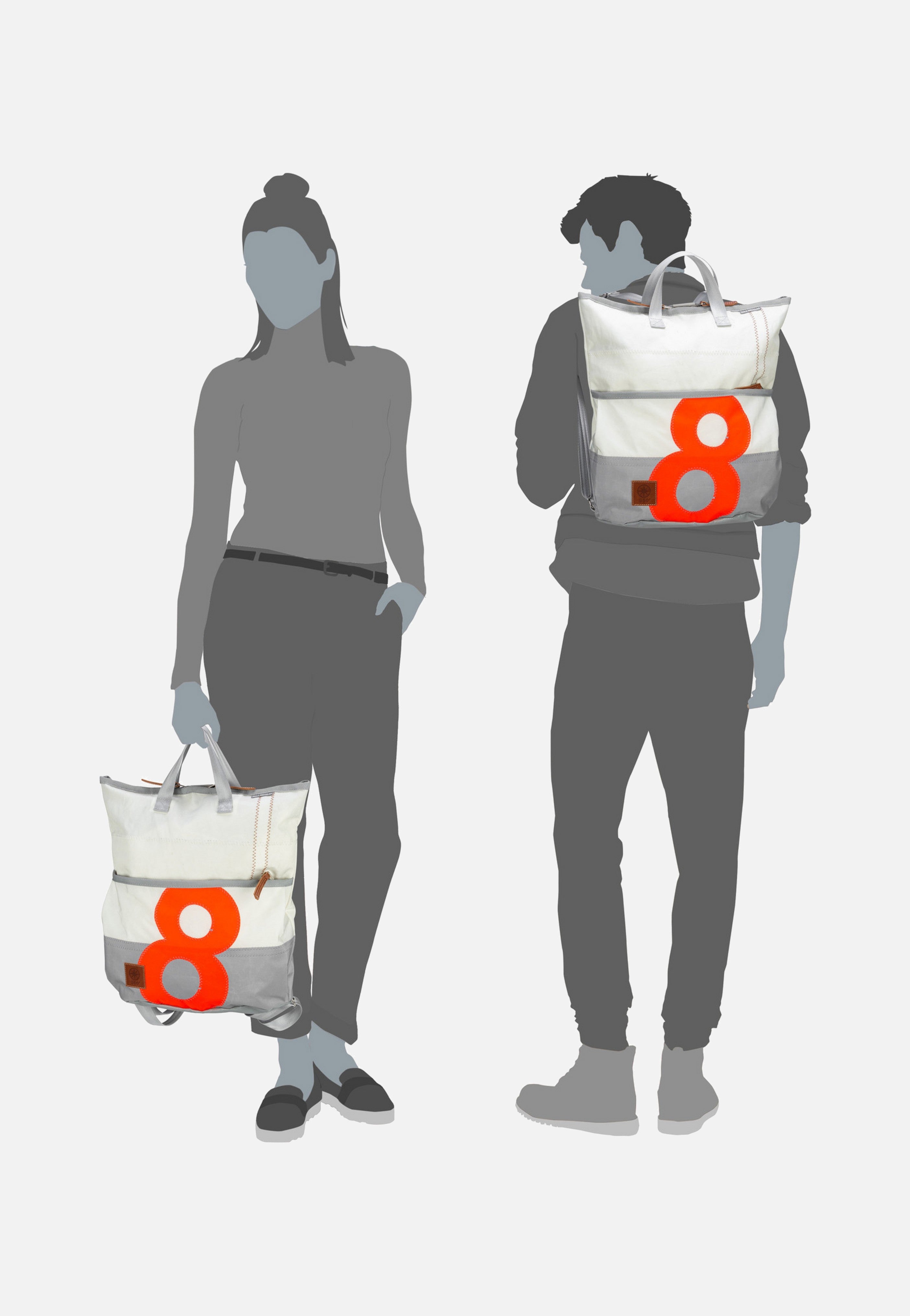 360Grad - Ketsch Mini Weiß/Grau mit oranger Zahl - Backpack | Neutral-Image