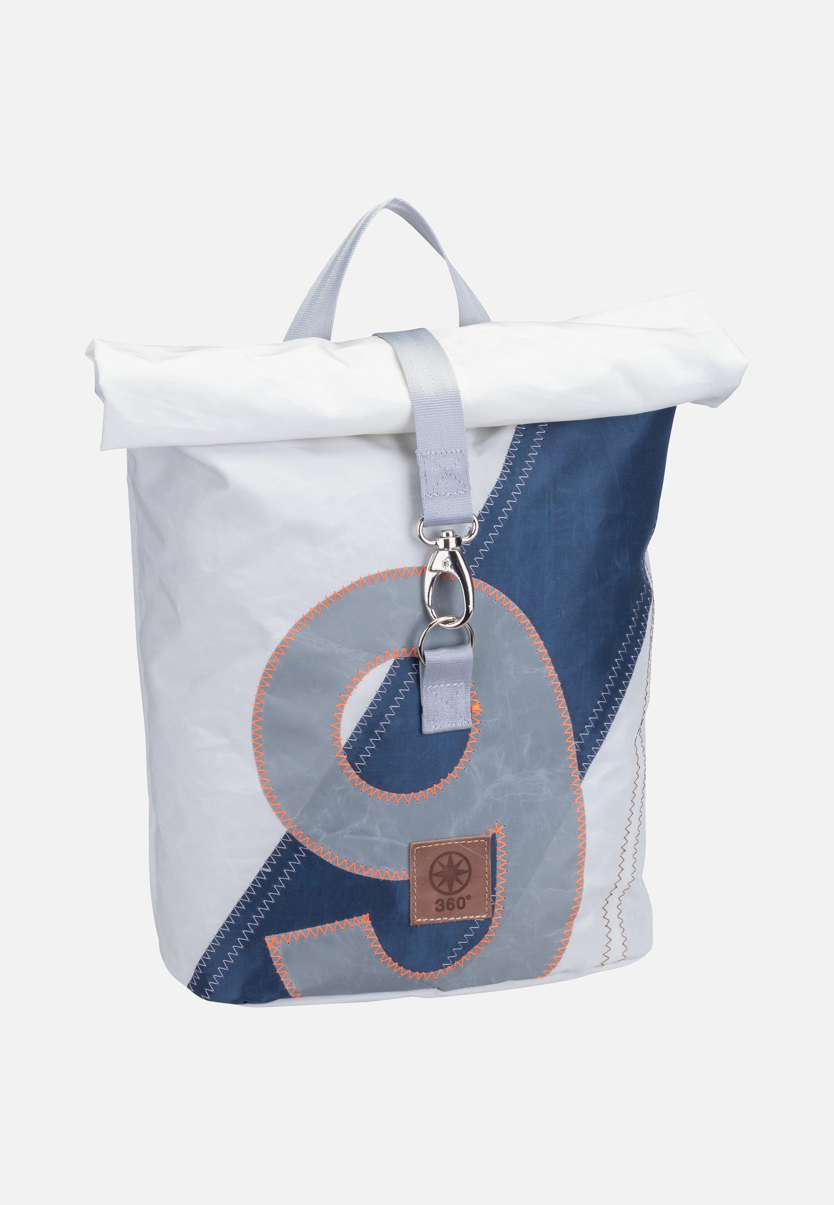 360Grad Möwe Weiß/Streifen Blau/Zahl Grau Rucksack