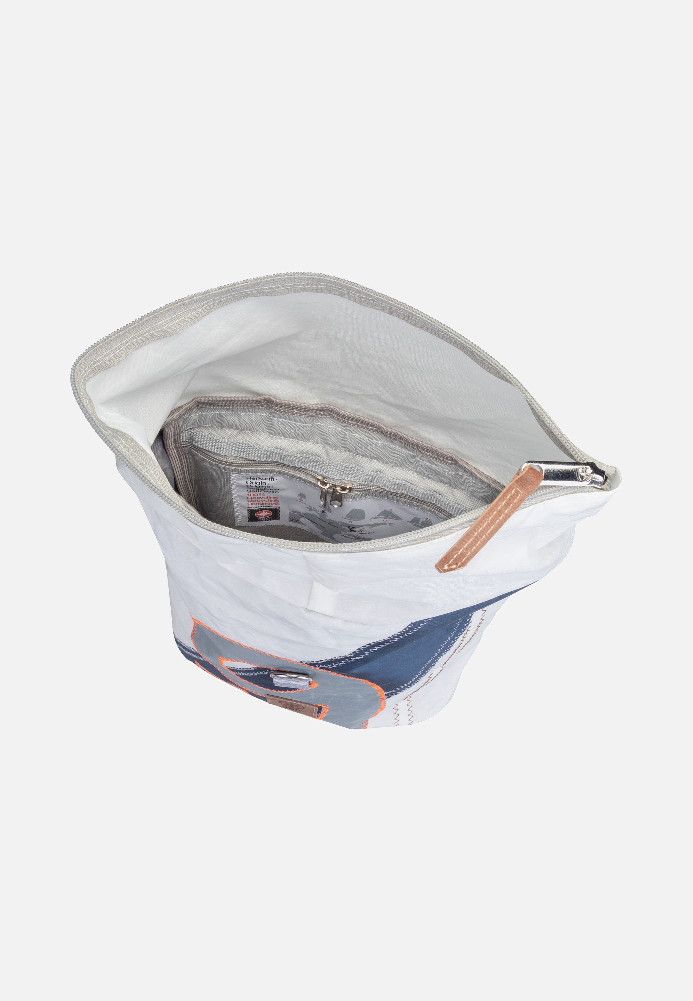 360Grad Möwe Weiß/Streifen Blau/Zahl Grau Rucksack