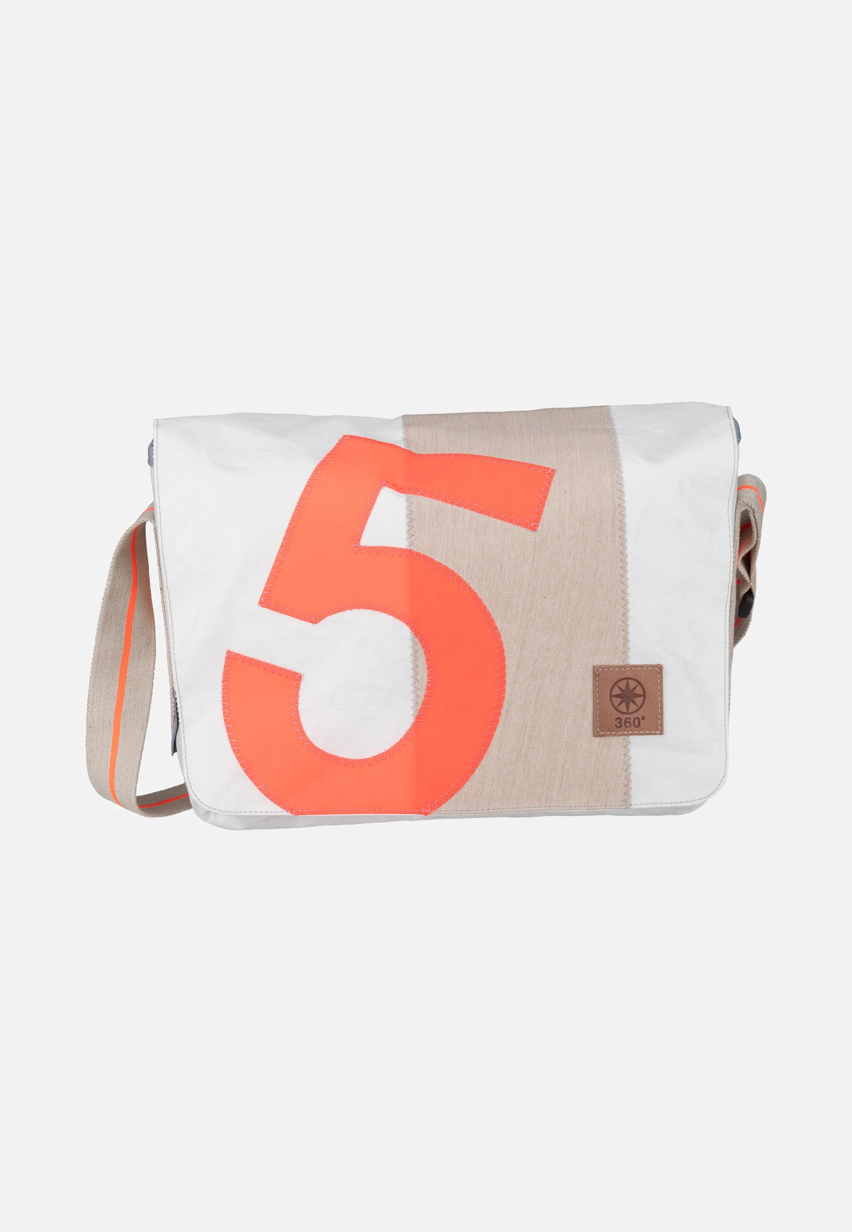 360Grad Barkasse Mini Weiss/Sand/Zahl Orange Messenger Bag