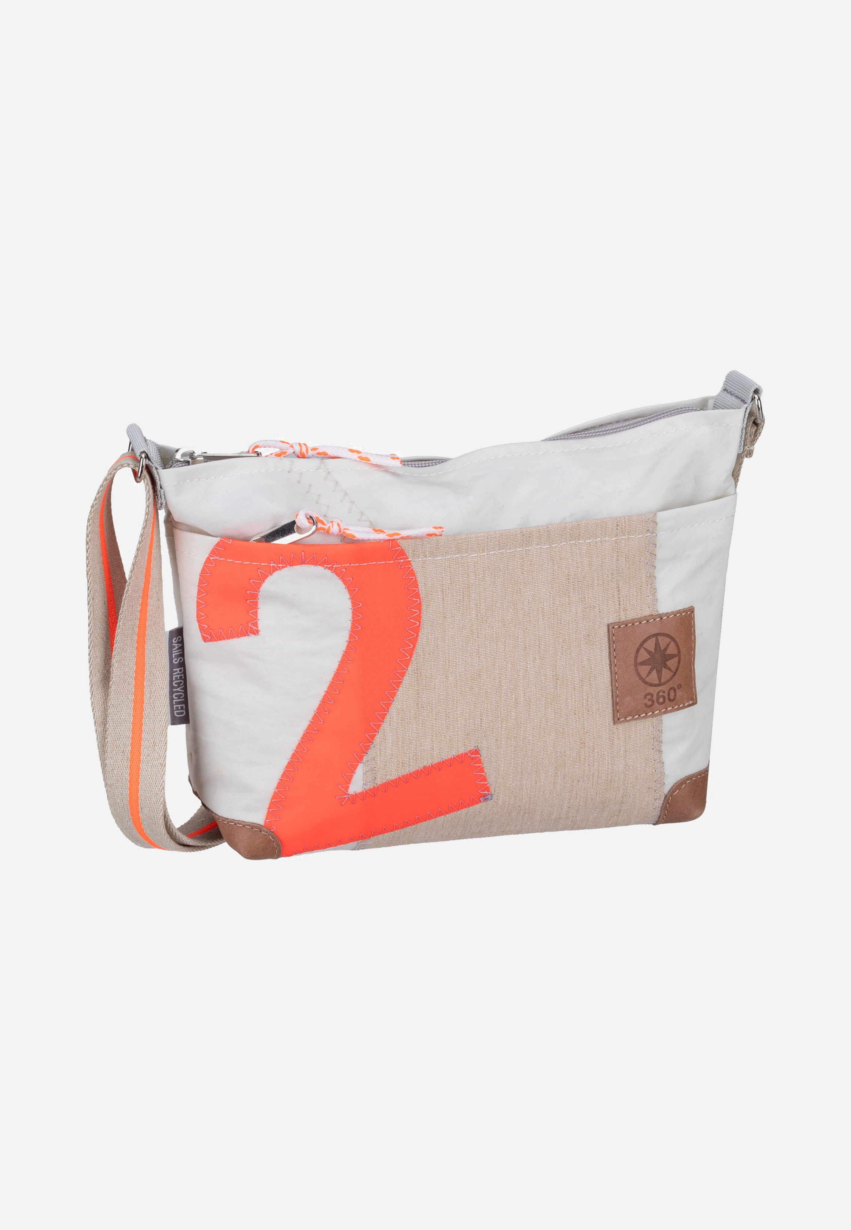 360Grad Deern Lütt Crossover Weiss/Sand/Zahl Orange Beuteltasche