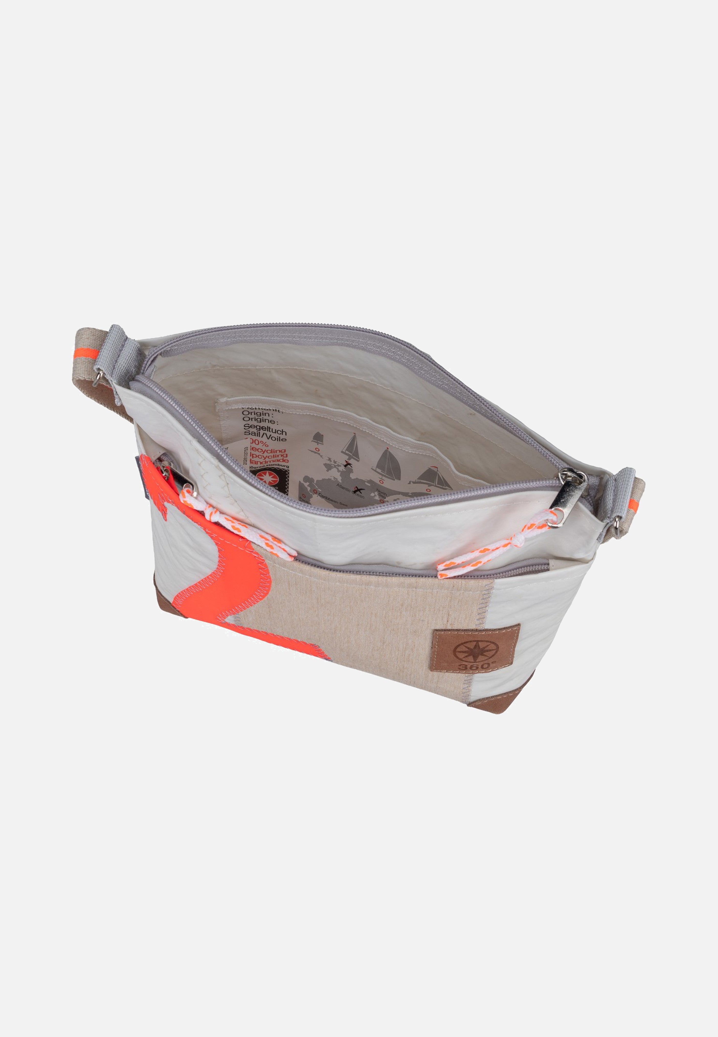 360Grad Deern Lütt Crossover Weiss/Sand/Zahl Orange Beuteltasche