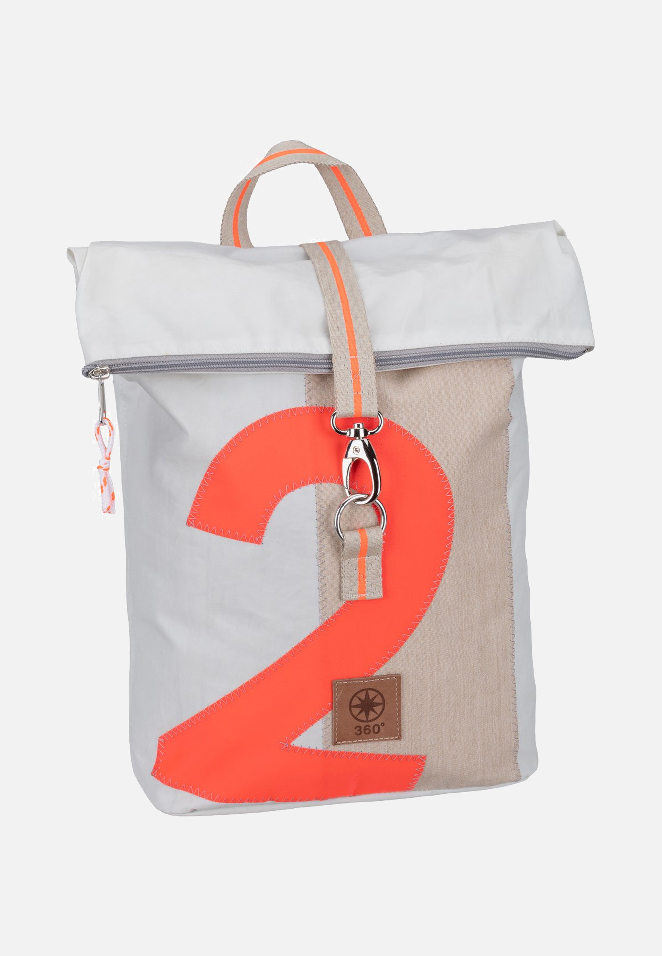360Grad Möwe Mini Weiss/Sand/Zahl Orange Rolltop Rucksack