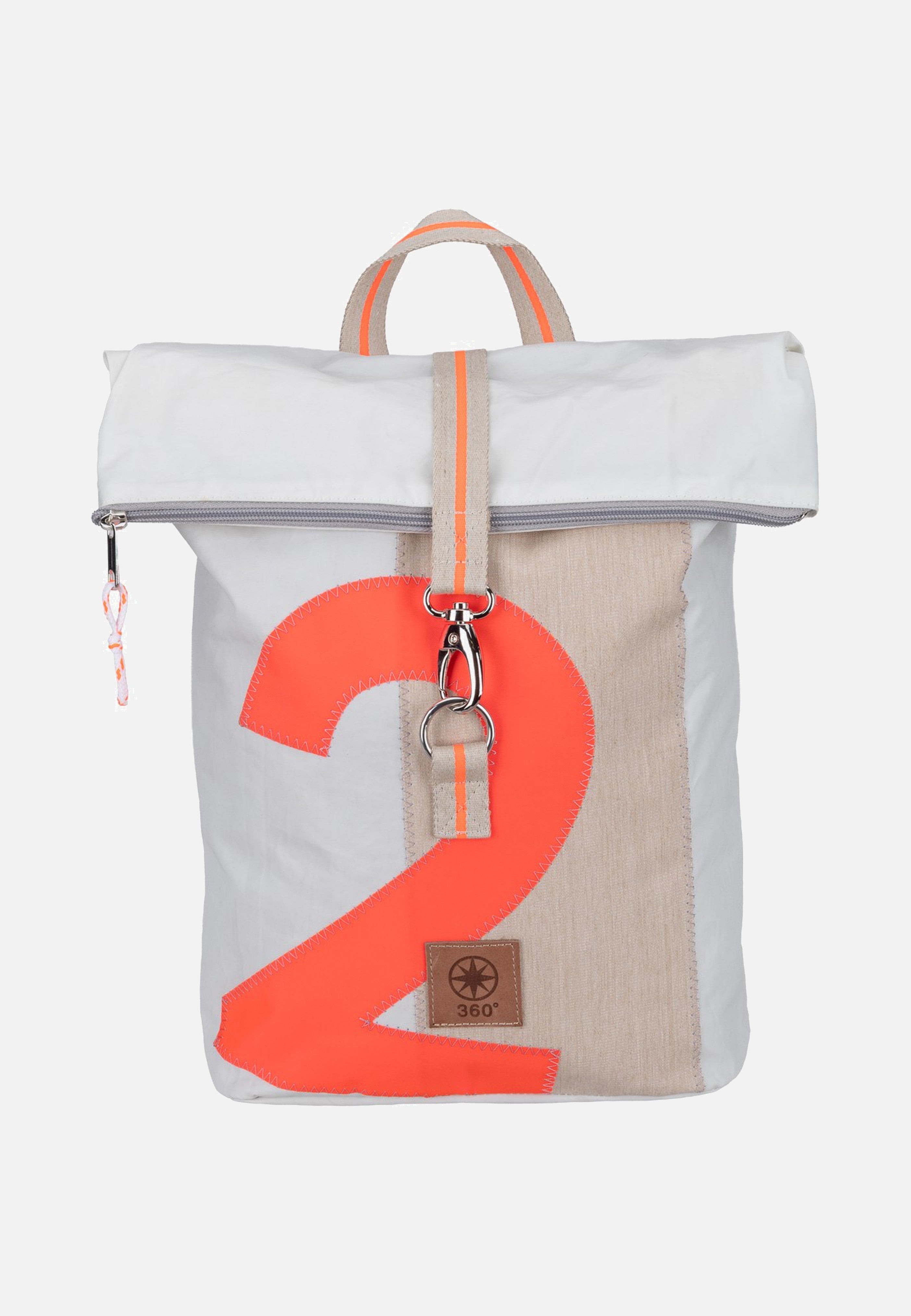 360Grad Möwe Mini Weiss/Sand/Zahl Orange Rolltop Rucksack