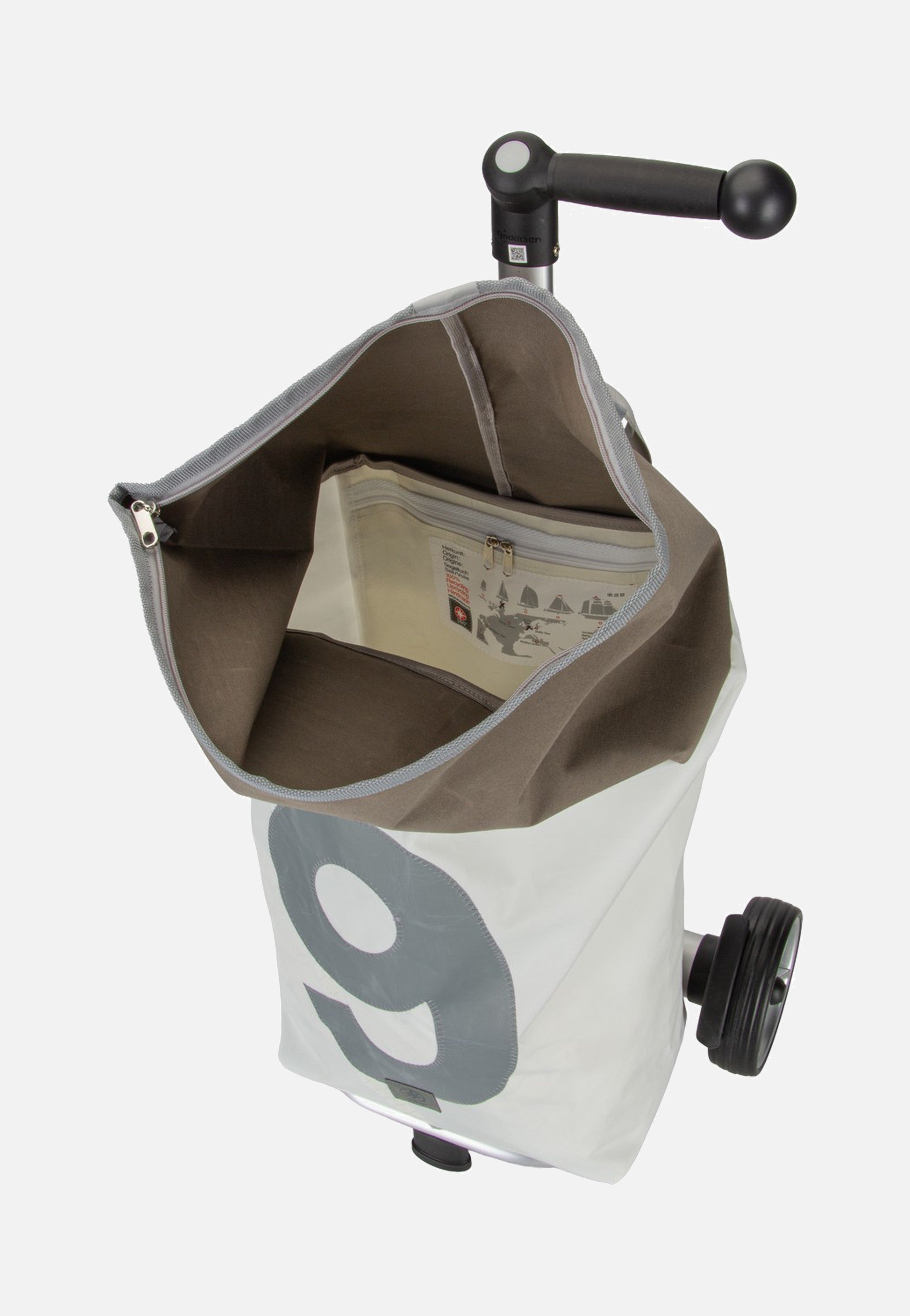 360Grad Steg Weiss/Taupe/Zahl 9 Hellgrau Shopping Trolley