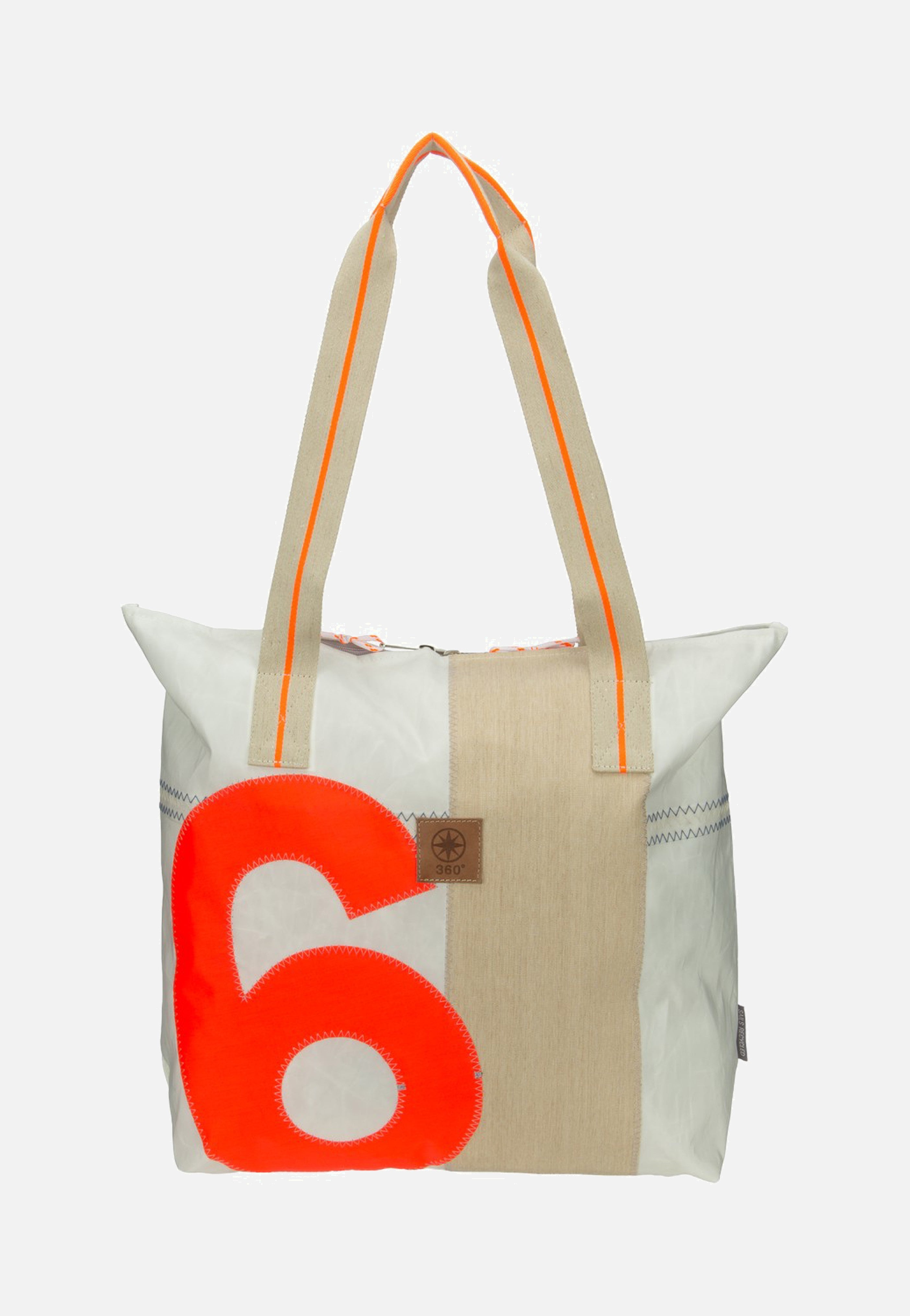 360Grad Welle Weiss/Sand/Zahl Orange Shopper