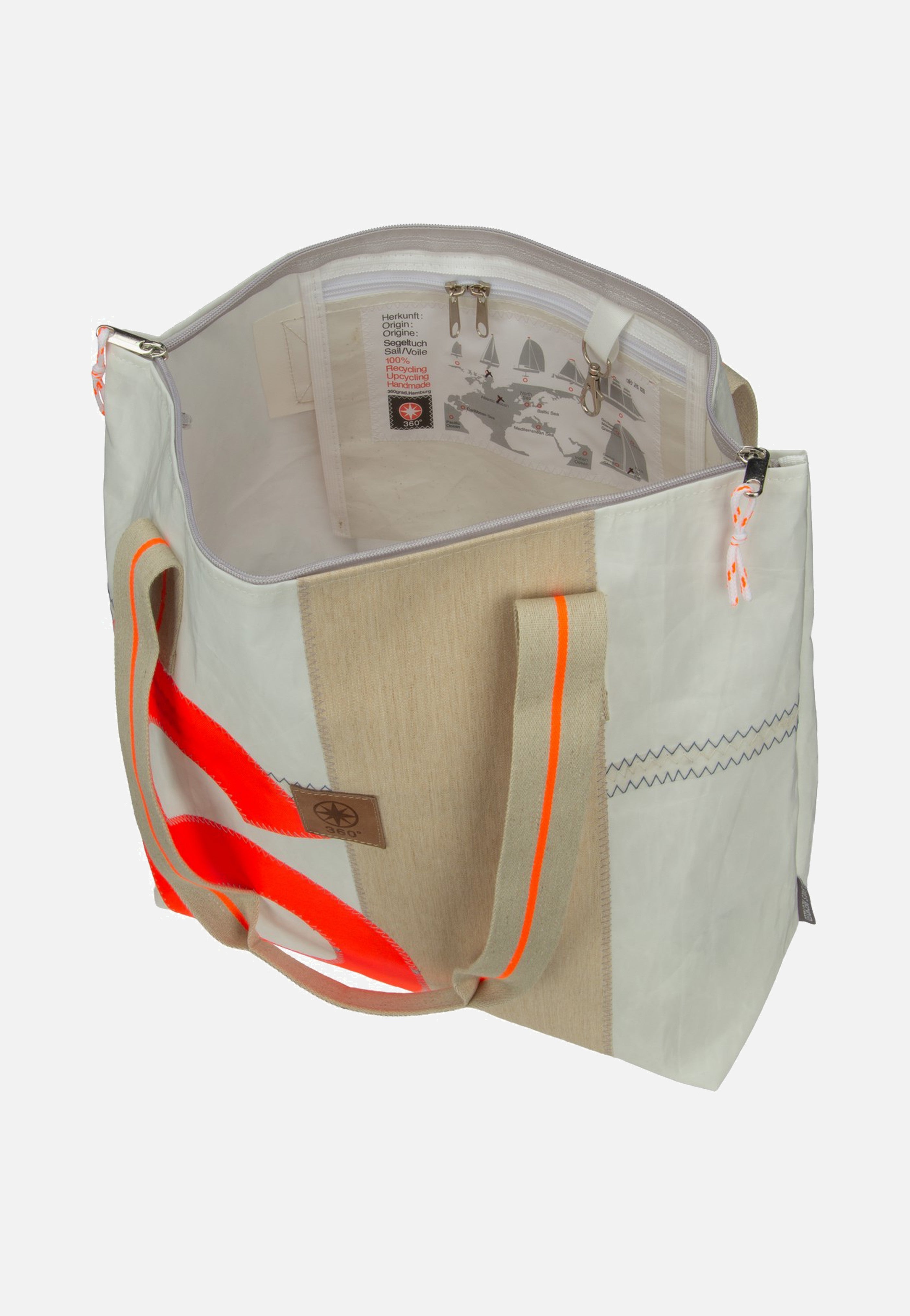 360Grad Welle Weiss/Sand/Zahl Orange Shopper