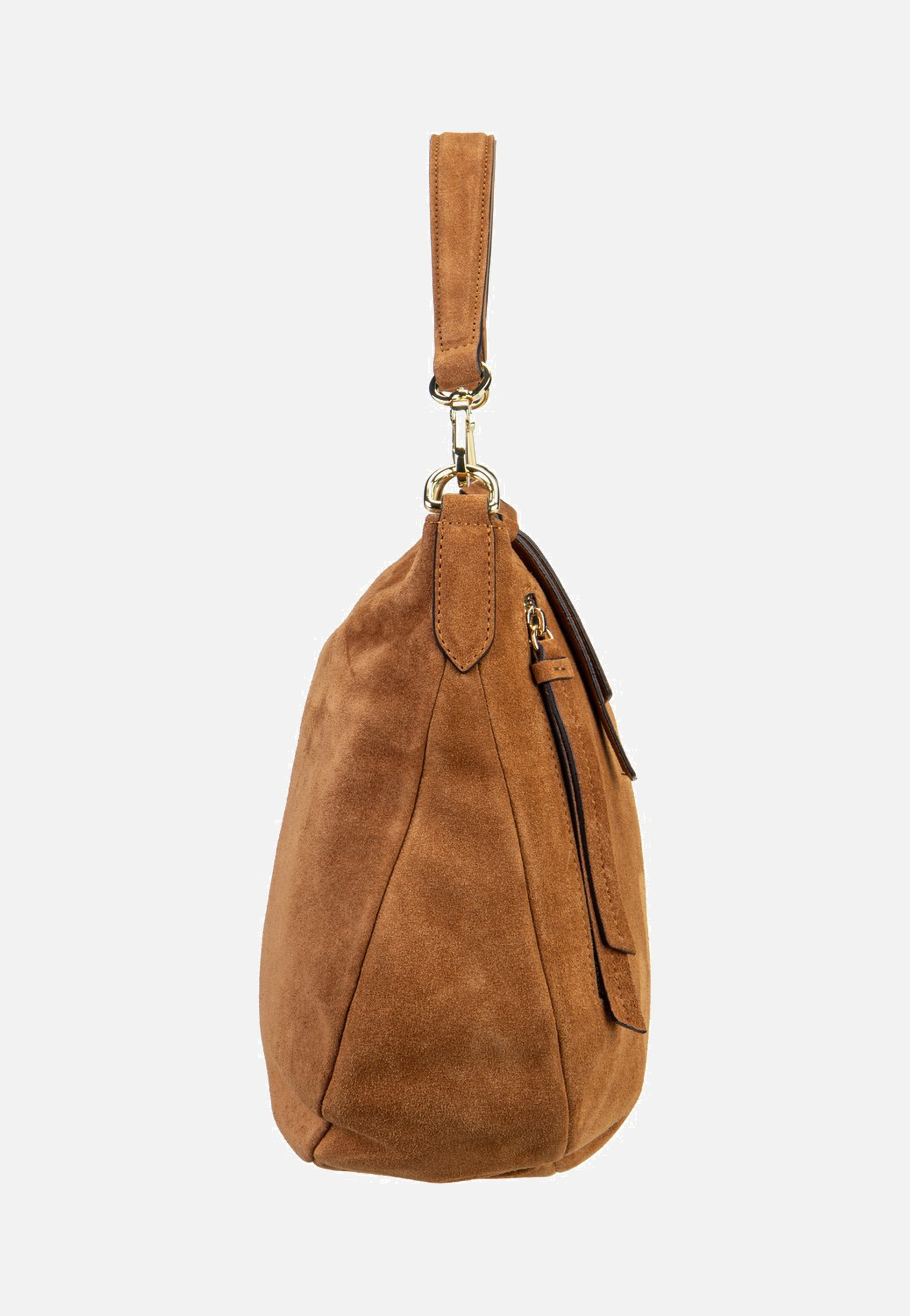 abro Juna Small Suede Cuoio Hobo Bag