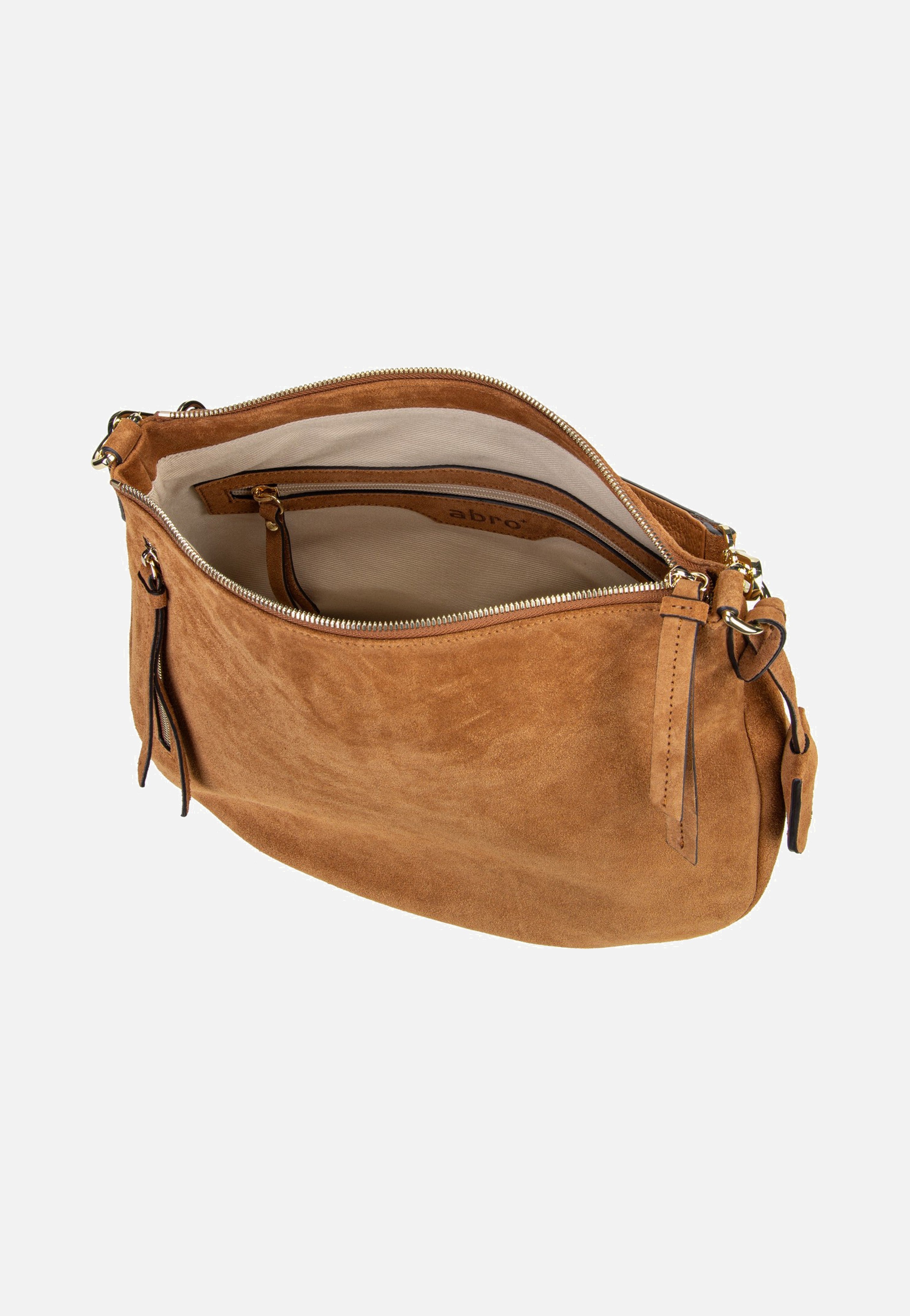 abro Juna Small Suede Cuoio Hobo Bag